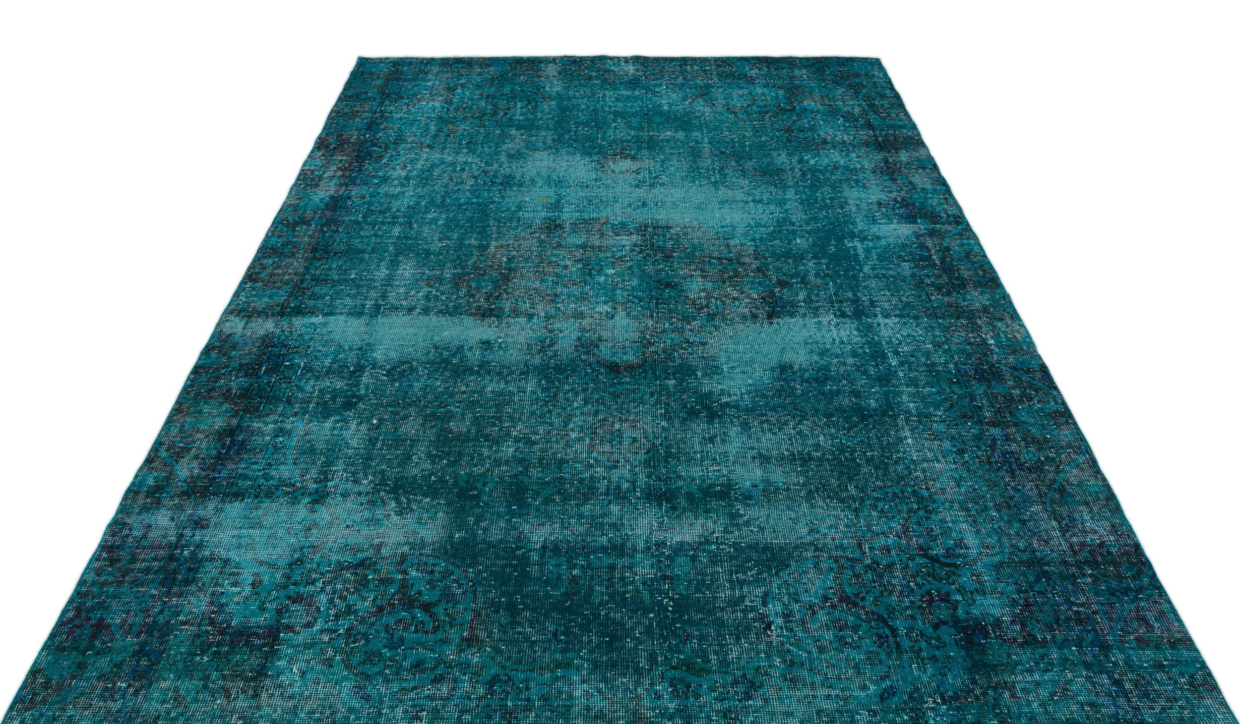 Atina Turquoise Vintage Wool Handmade Area Rug 6'2" x 9'6"