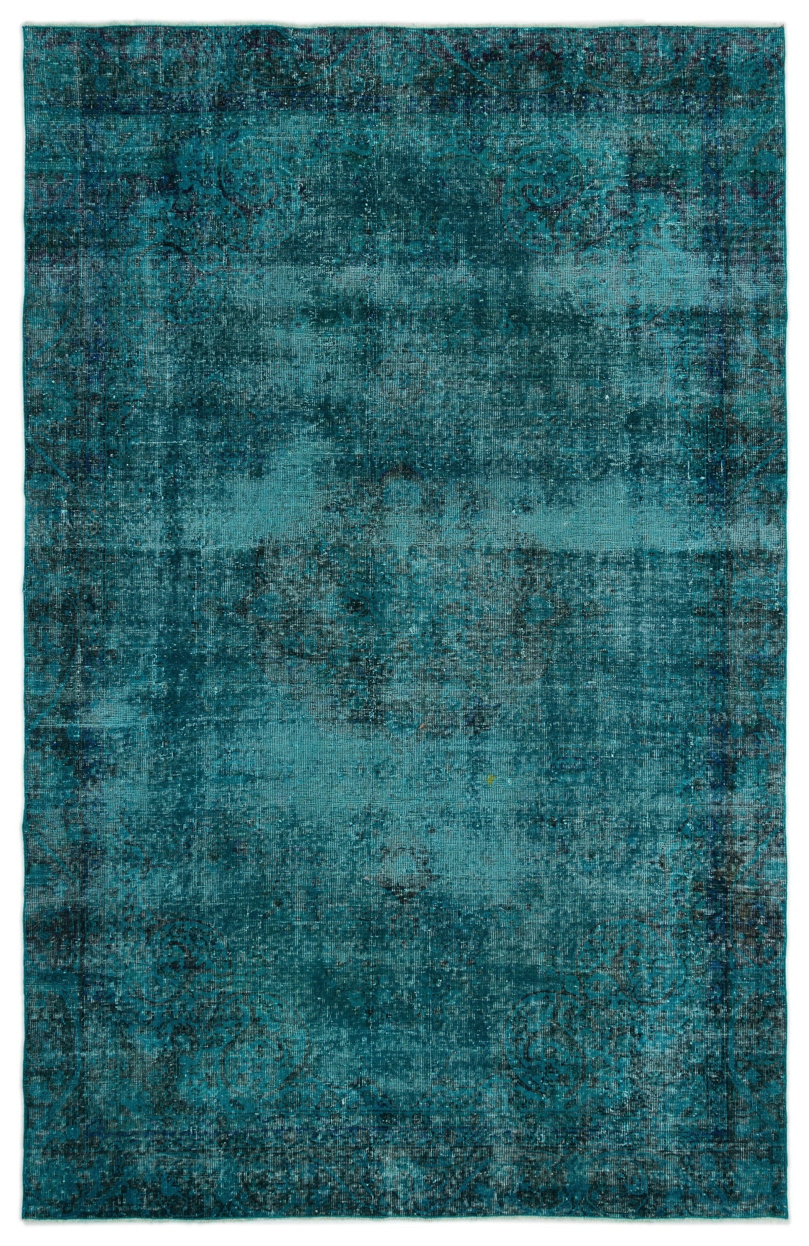 Atina Turquoise Vintage Wool Handmade Area Rug 6'2" x 9'6"