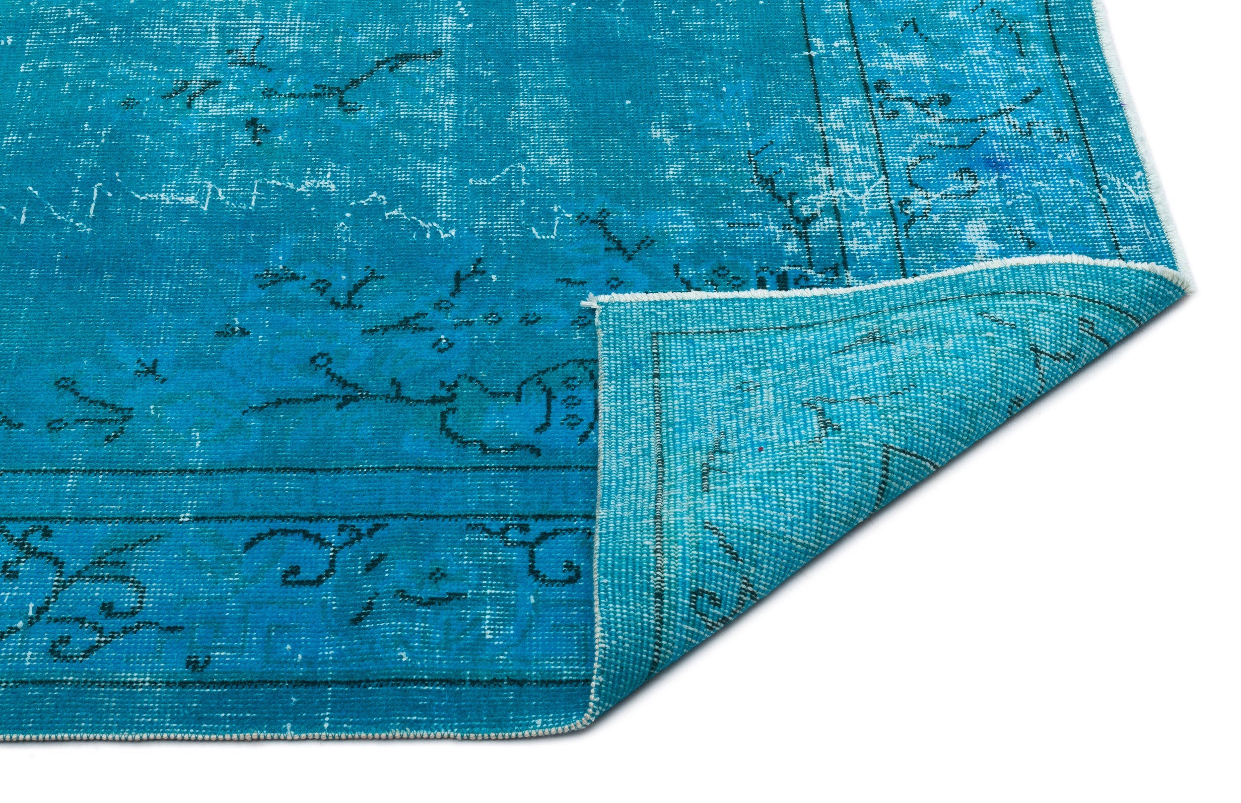 Atina Turquoise Vintage Wool Handmade Area Rug 5'5" x 9'6"