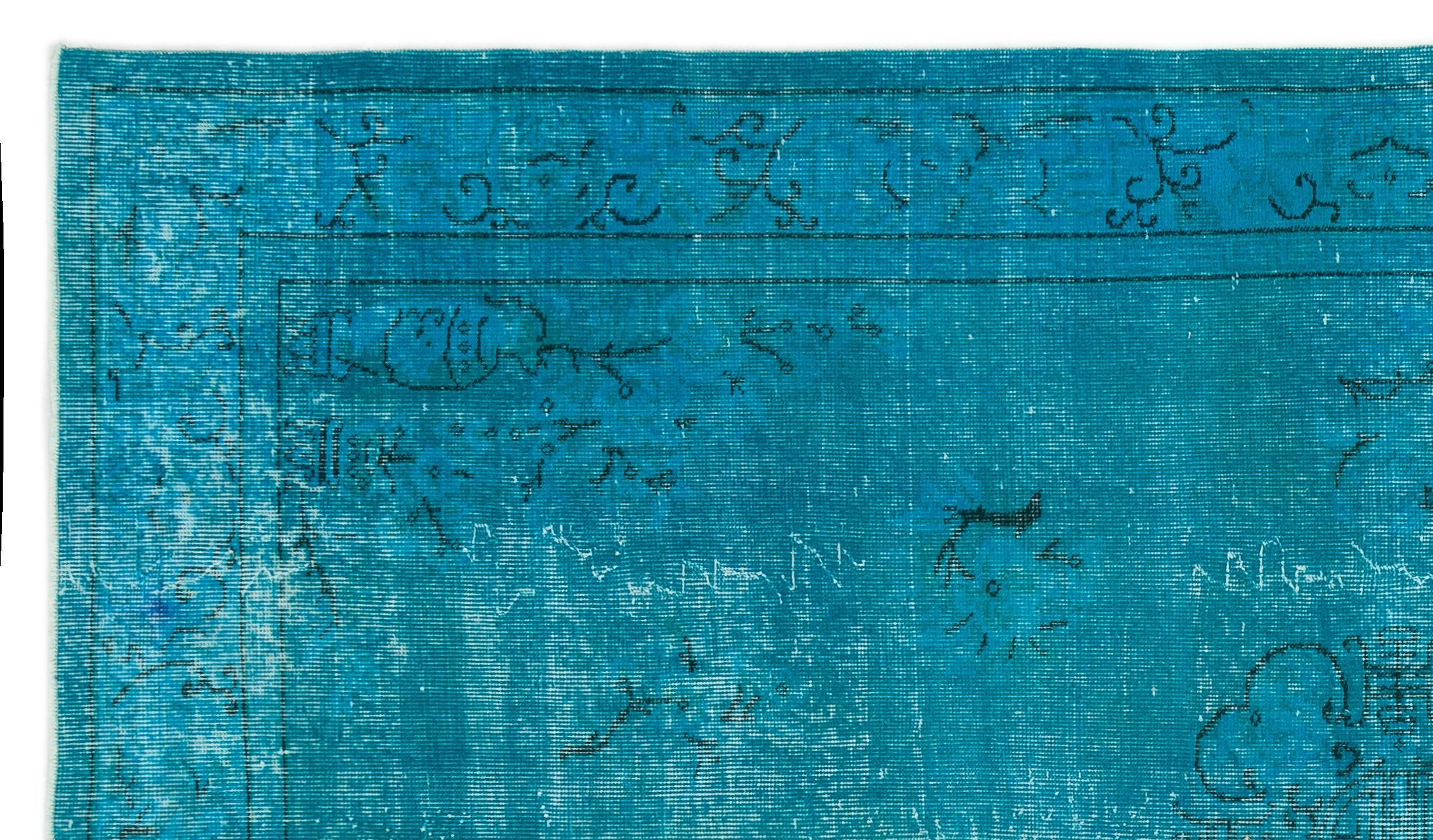 Atina Turquoise Vintage Wool Handmade Area Rug 5'5" x 9'6"