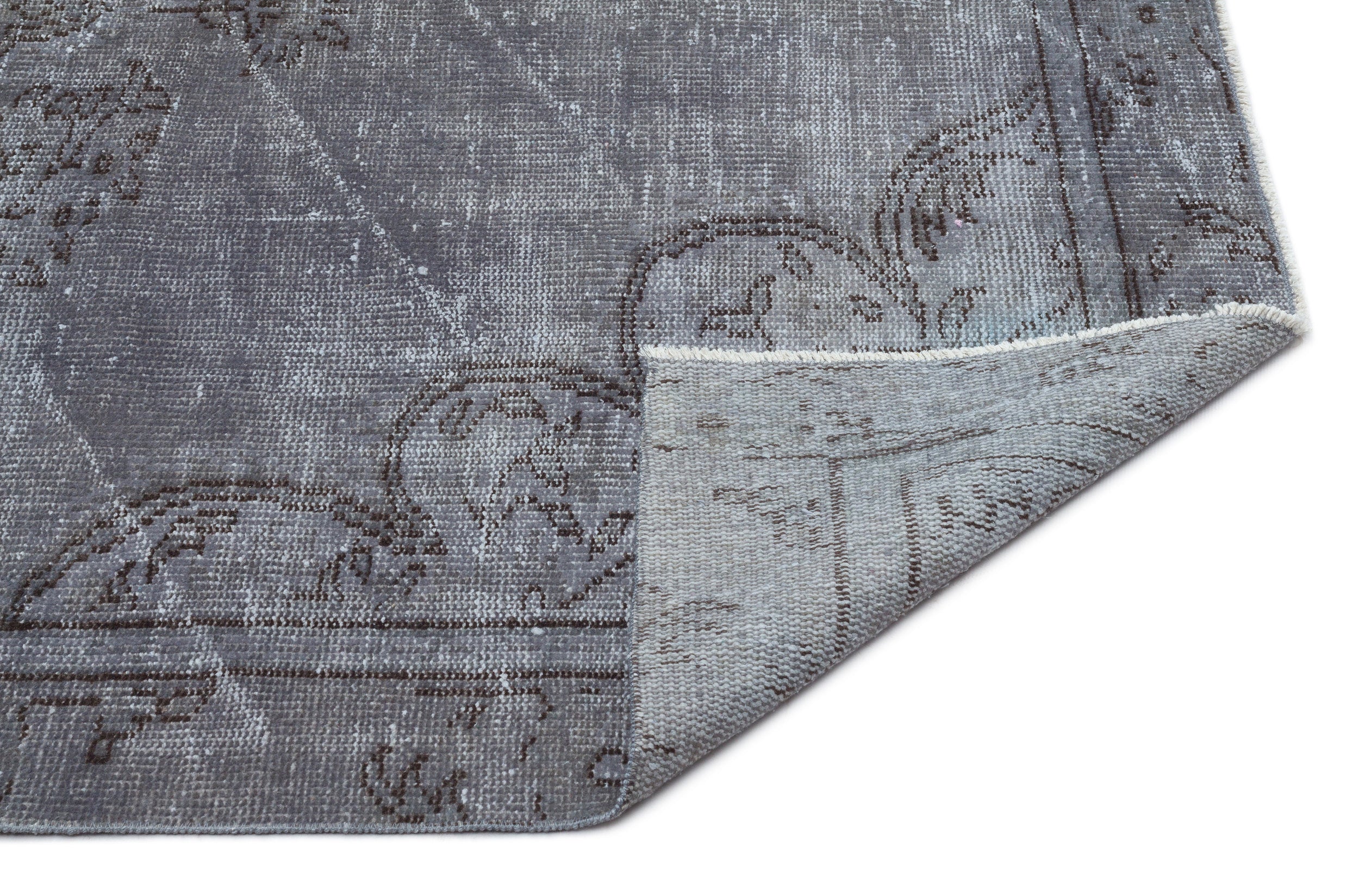 Atina Grey Vintage Wool Handmade Area Rug 5'5" x 9'8"