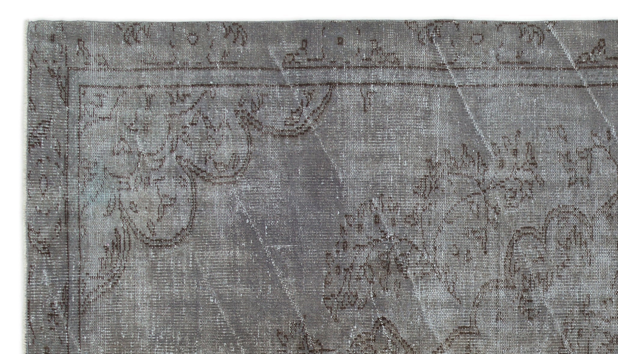 Atina Grey Vintage Wool Handmade Area Rug 5'5" x 9'8"