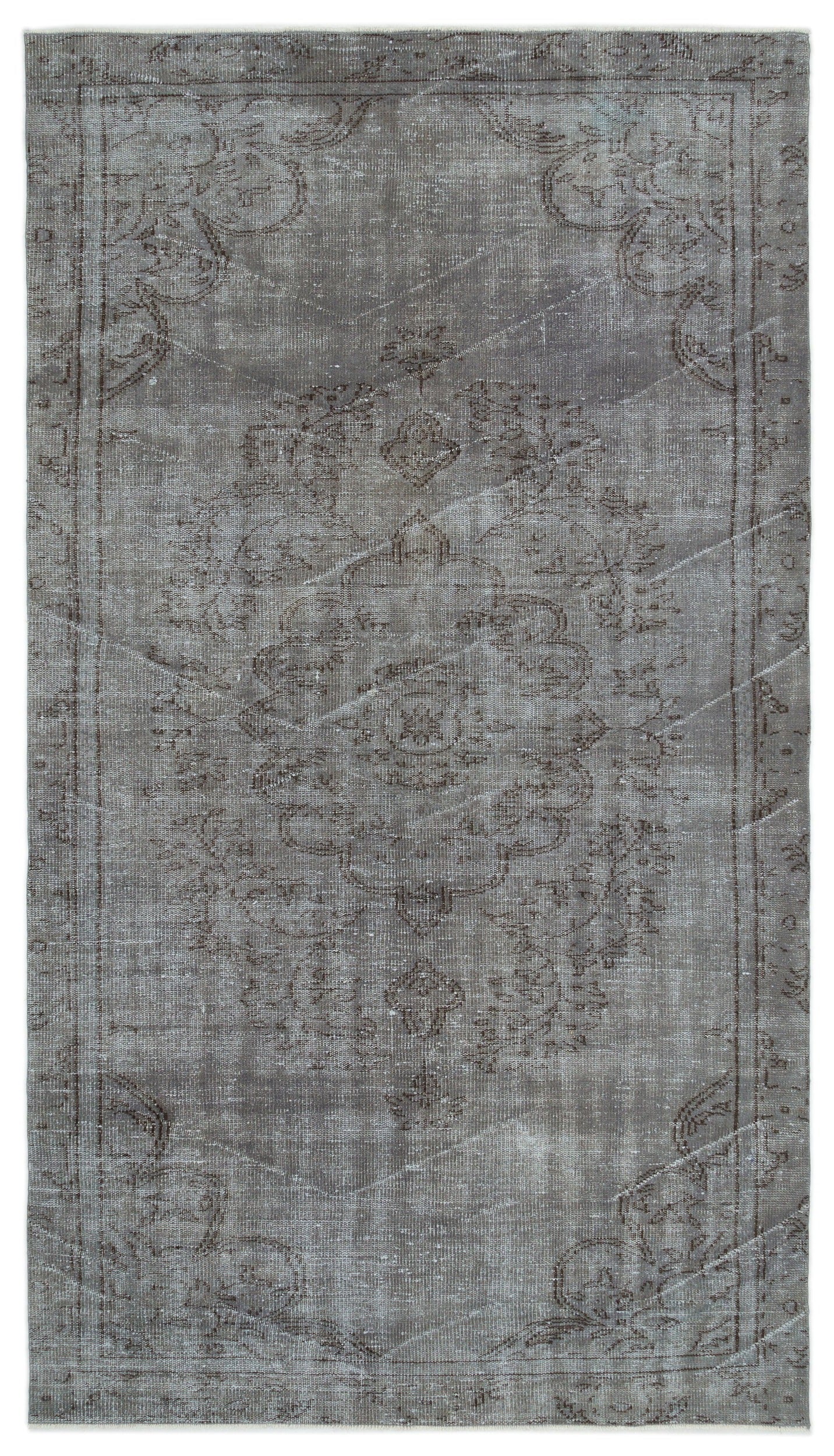 Atina Grey Vintage Wool Handmade Area Rug 5'5" x 9'8"