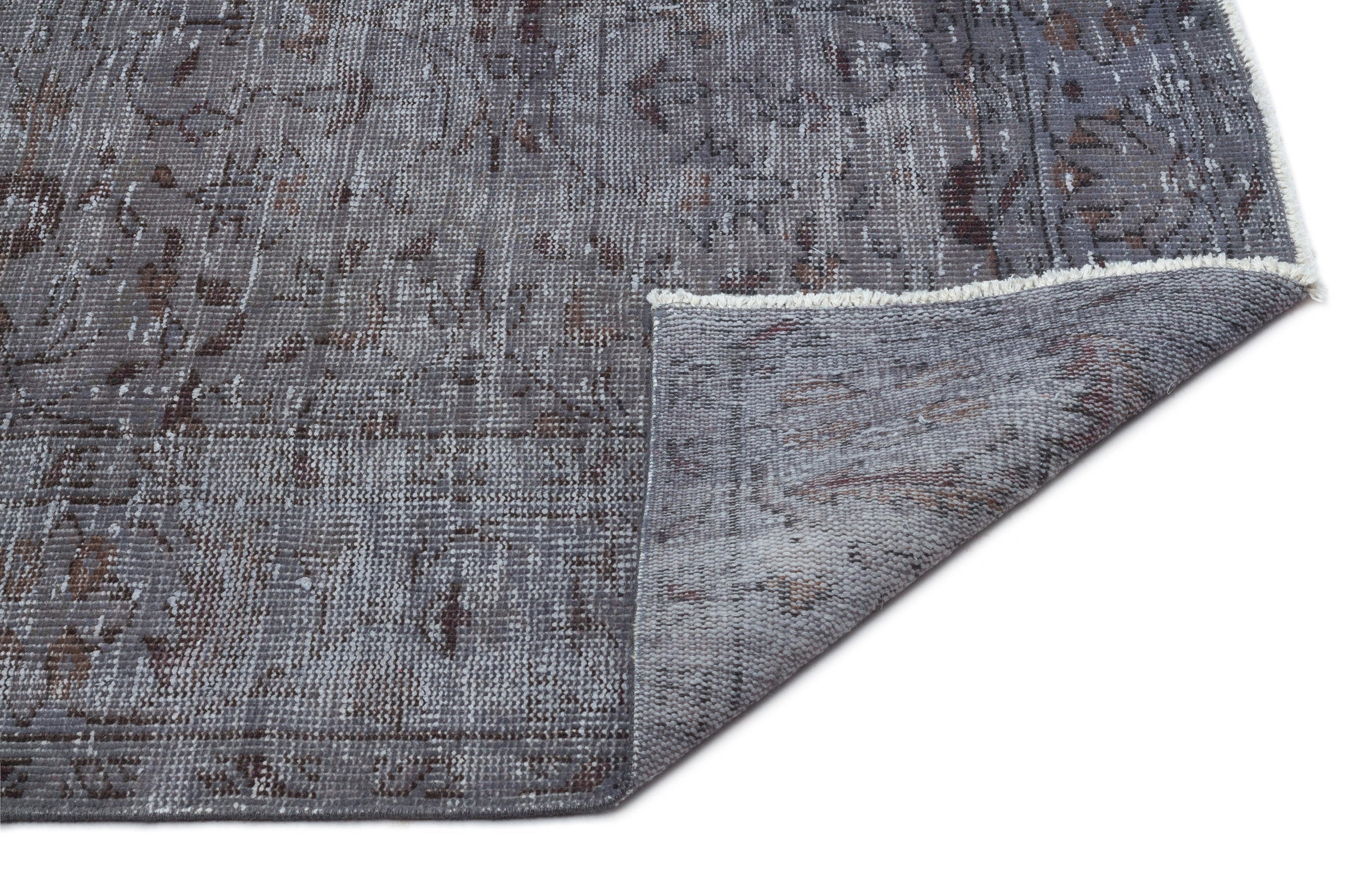 Atina Grey Vintage Wool Handmade Area Rug 5'2" x 8'10"