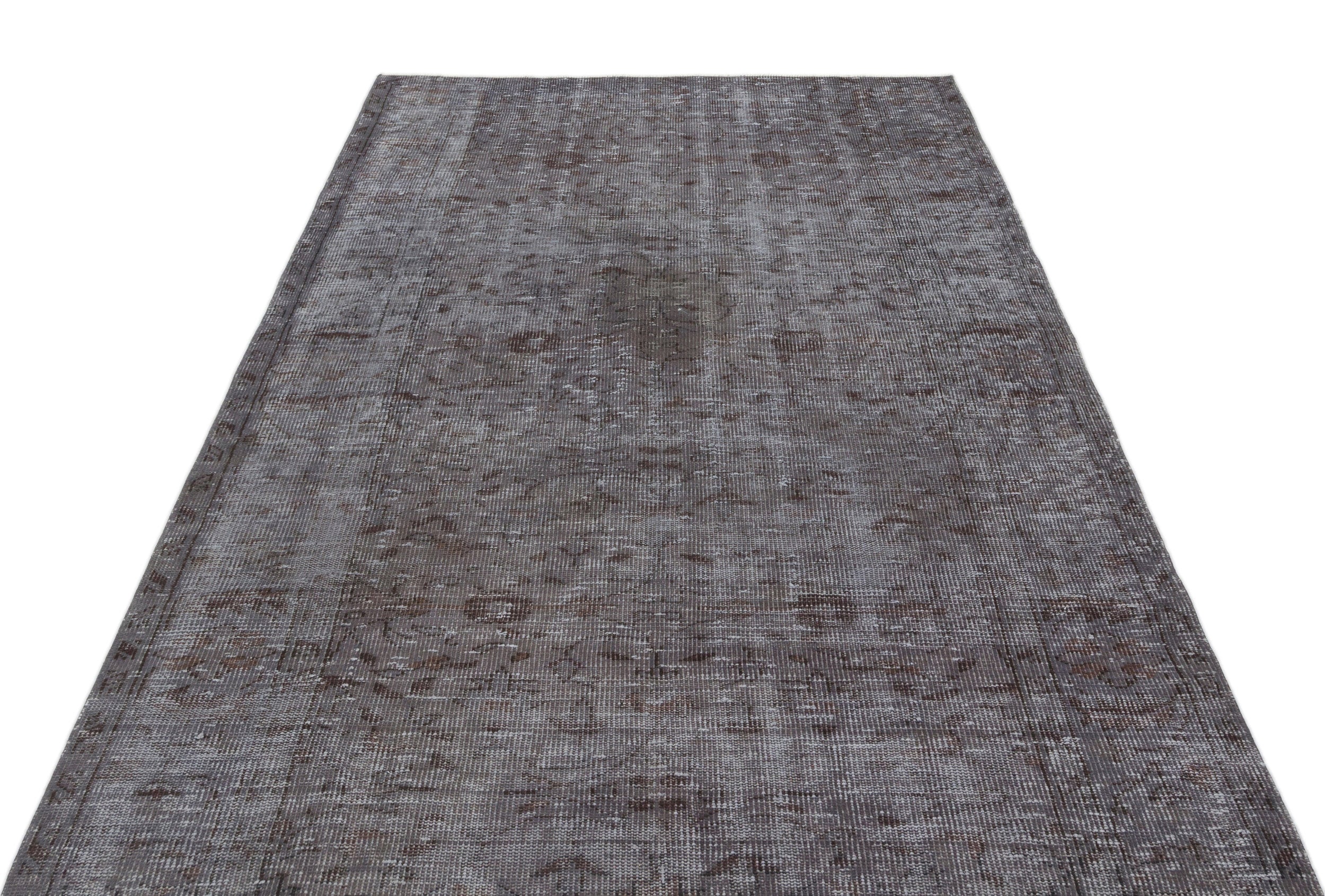 Atina Grey Vintage Wool Handmade Area Rug 5'2" x 8'10"