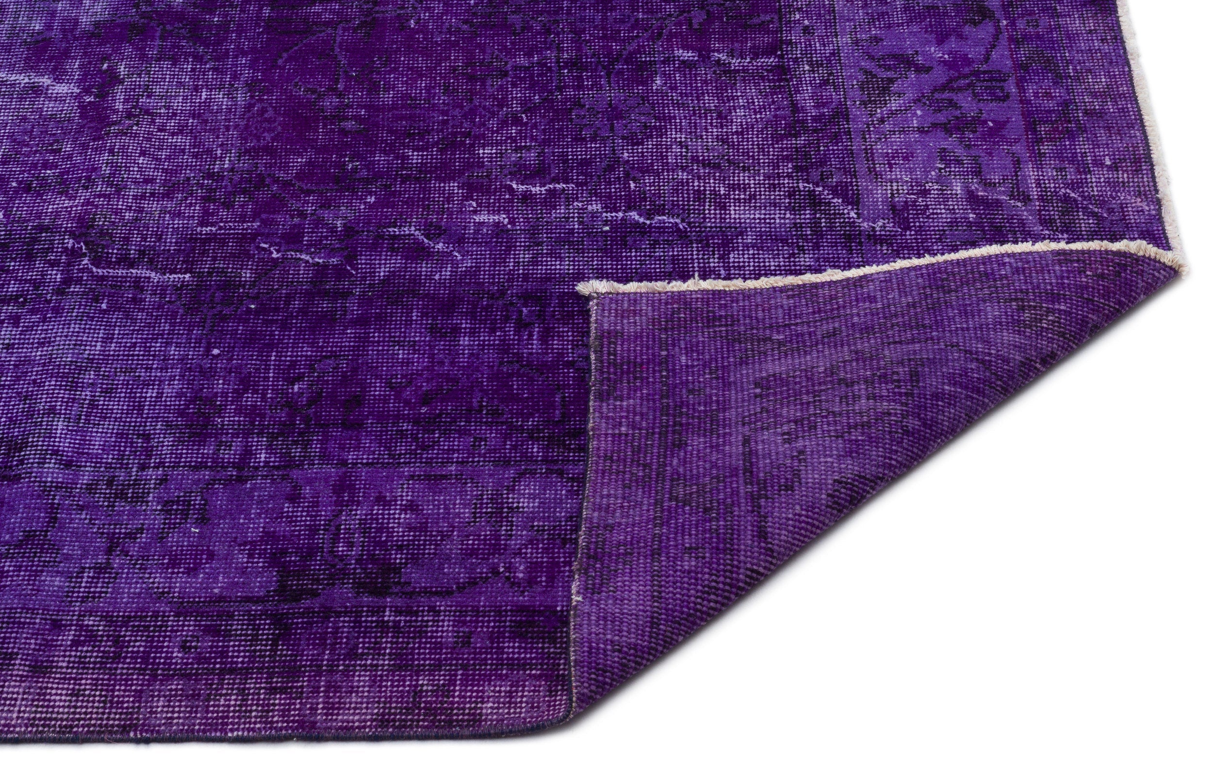 Atina Purple Vintage Wool Handmade Area Rug 6'10" x 10'8"