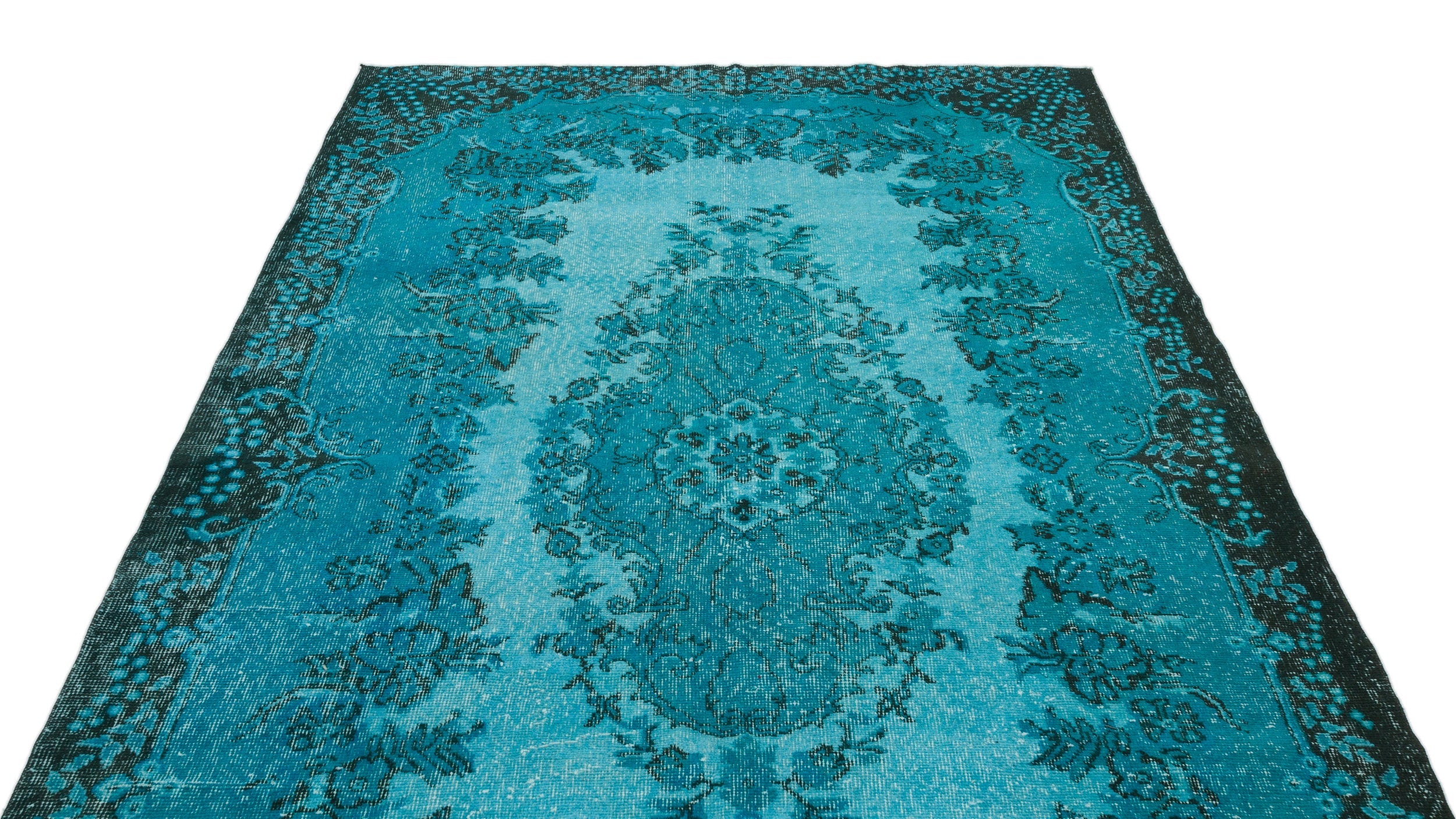 Atina Turquoise Vintage Wool Handmade Area Rug 5'10" x 9'11"