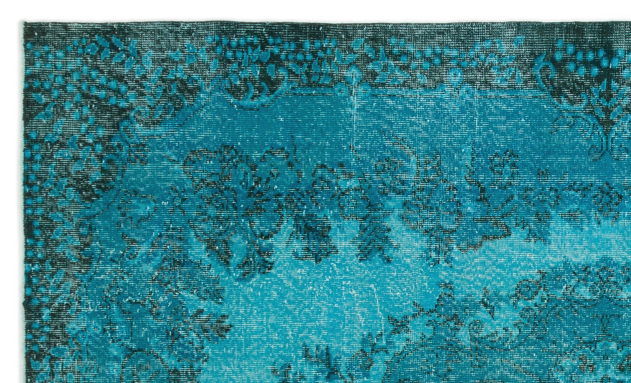 Atina Turquoise Vintage Wool Handmade Area Rug 5'10" x 9'11"