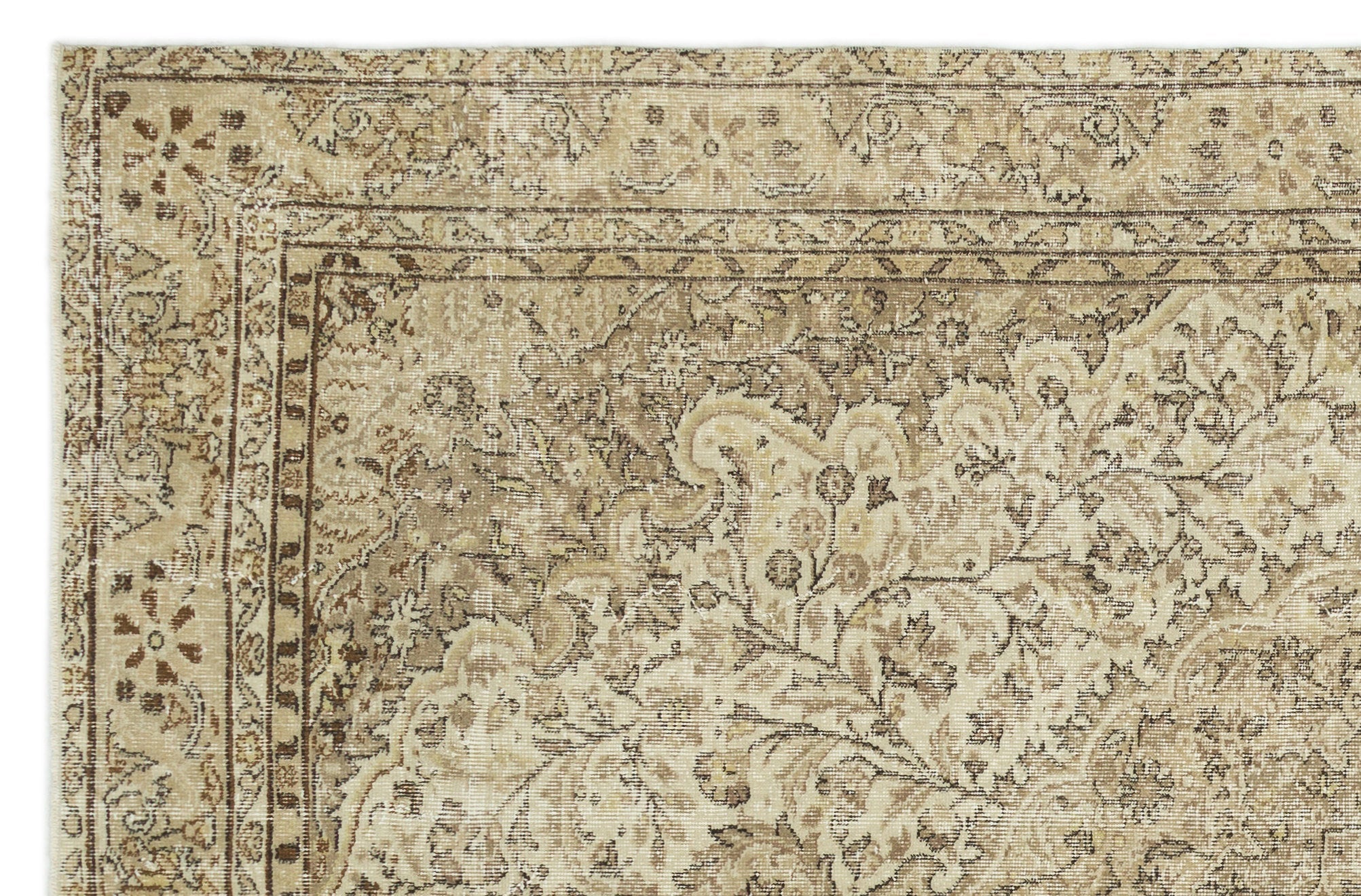Atina Beige Vintage Wool Handmade Area Rug 5'9" x 9'9"