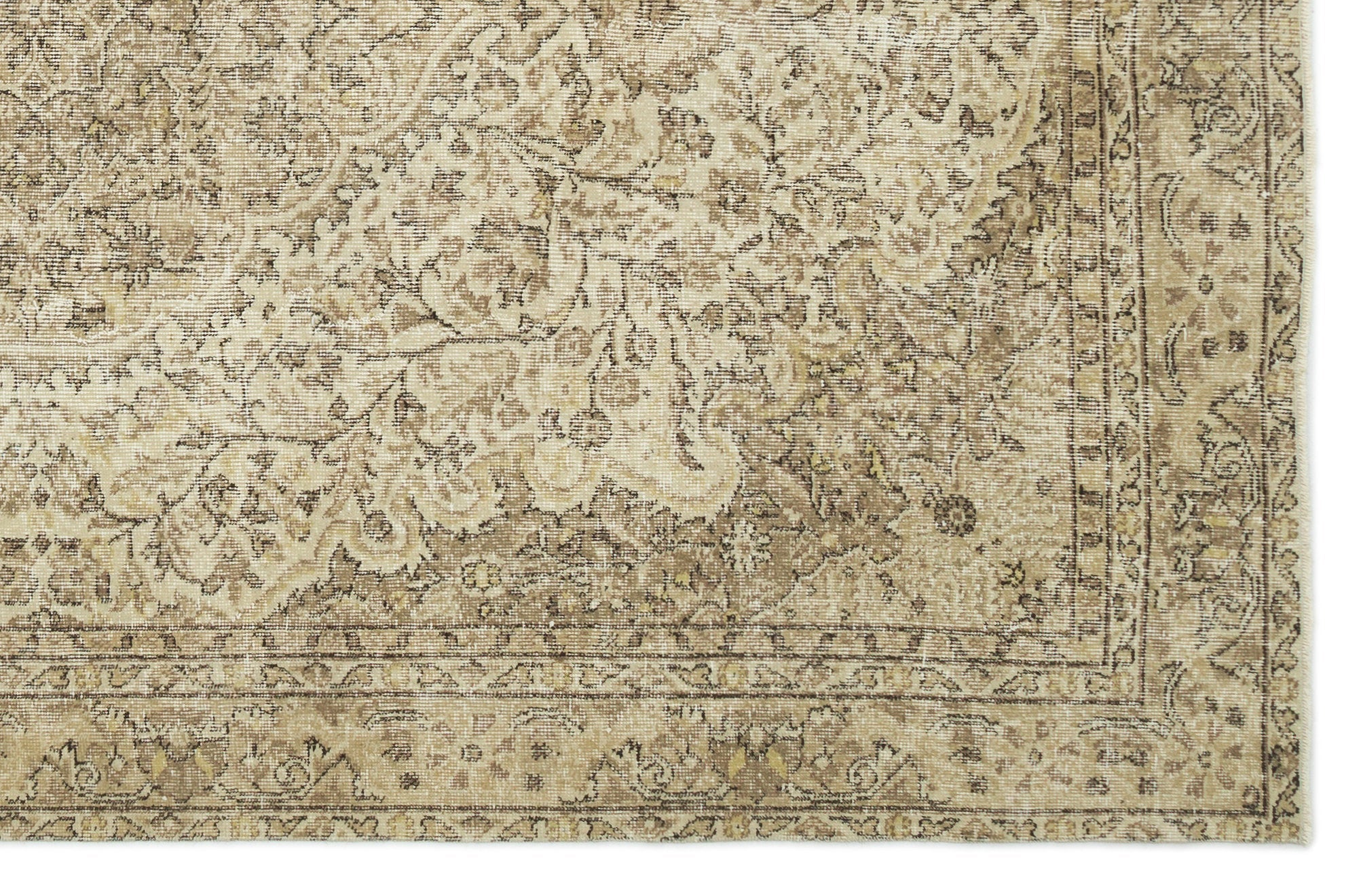 Atina Beige Vintage Wool Handmade Area Rug 5'9" x 9'9"