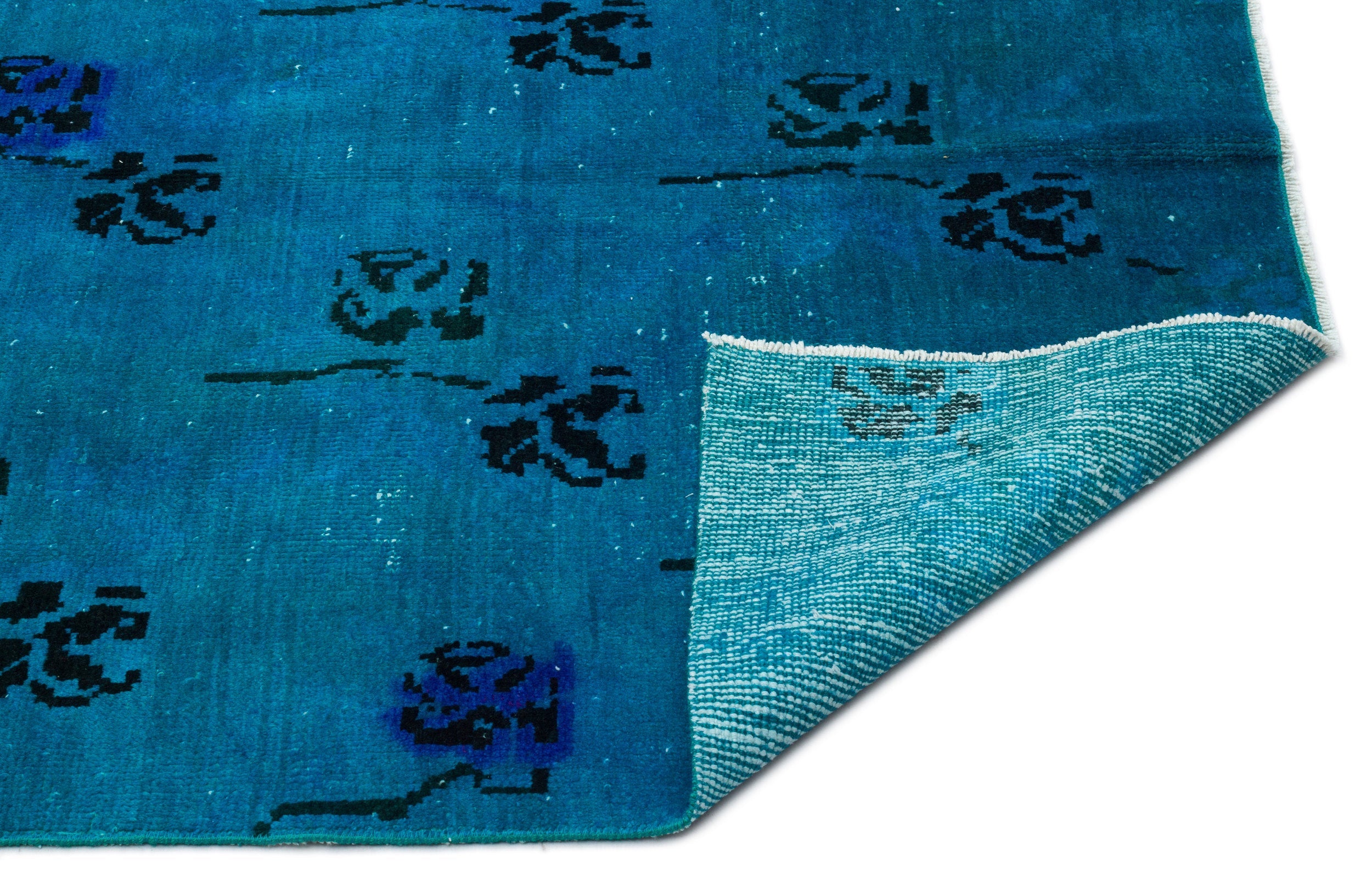 Atina Turquoise Vintage Wool Handmade Area Rug 3'11" x 8'7"