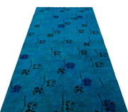 Atina Turquoise Vintage Wool Handmade Area Rug 3'11" x 8'7"