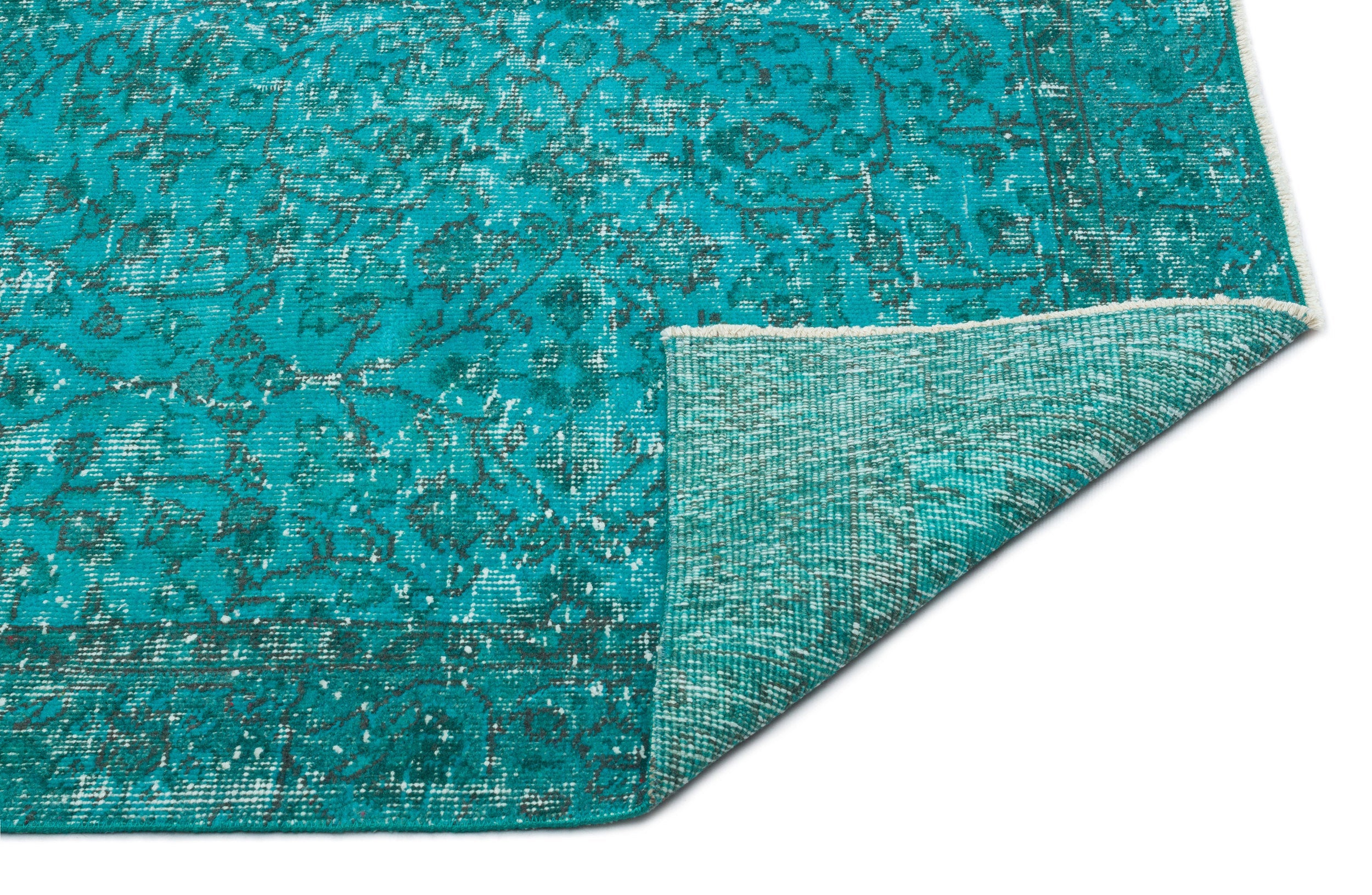 Atina Turquoise Vintage Wool Handmade Area Rug 5'7" x 7'10"