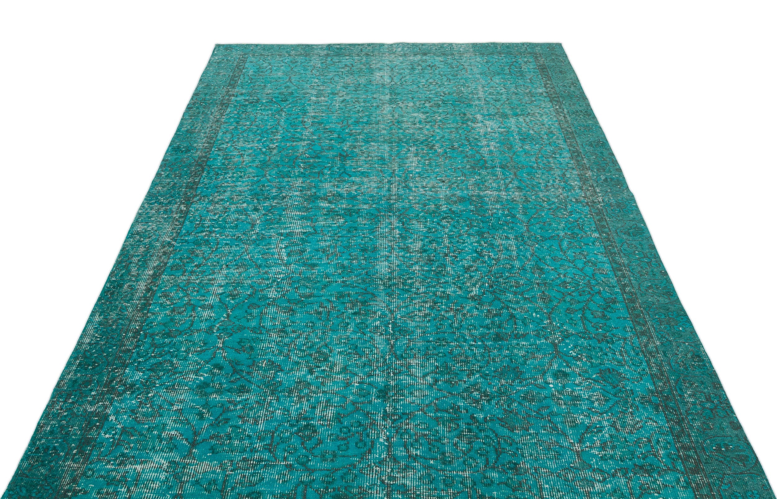 Atina Turquoise Vintage Wool Handmade Area Rug 5'7" x 7'10"