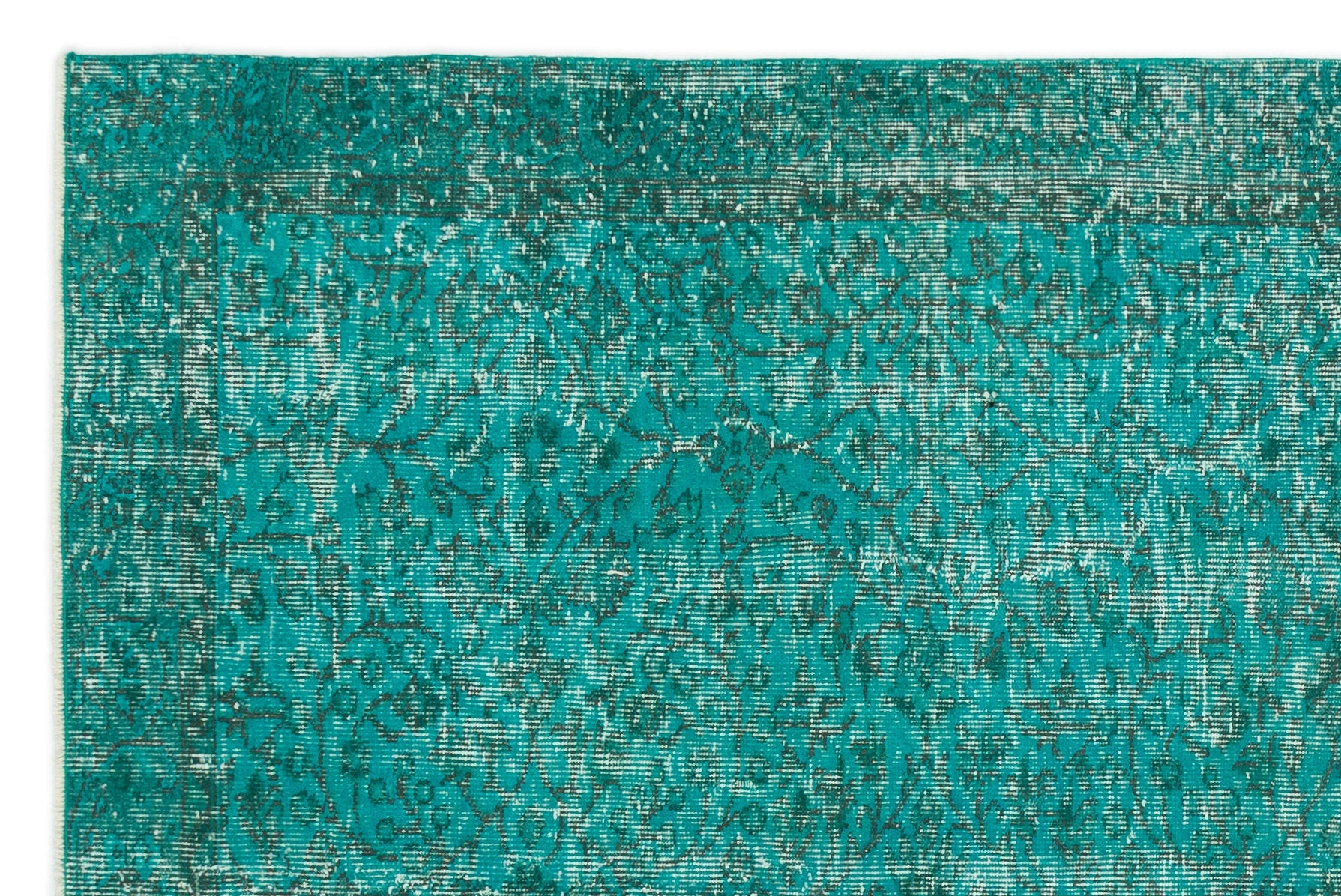 Atina Turquoise Vintage Wool Handmade Area Rug 5'7" x 7'10"