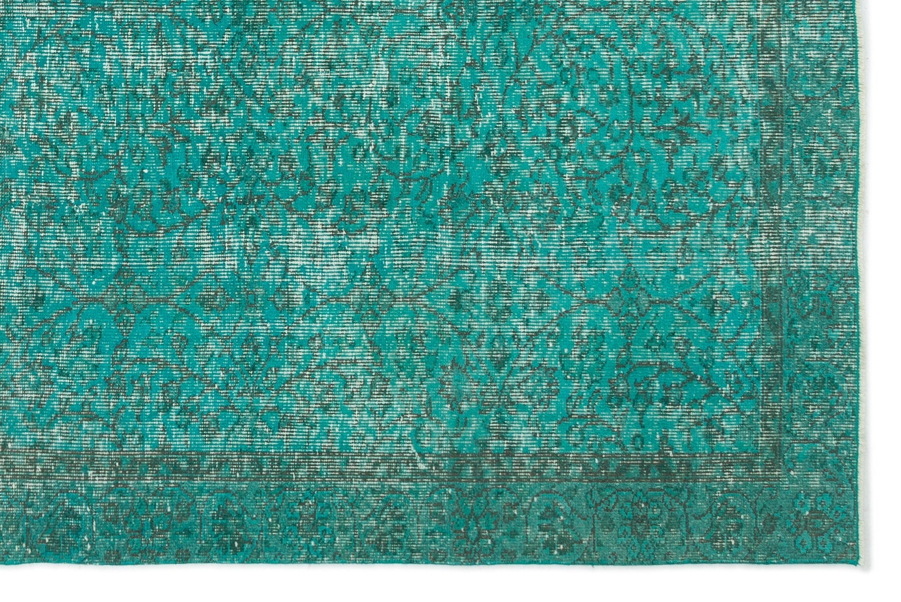 Atina Turquoise Vintage Wool Handmade Area Rug 5'7" x 7'10"