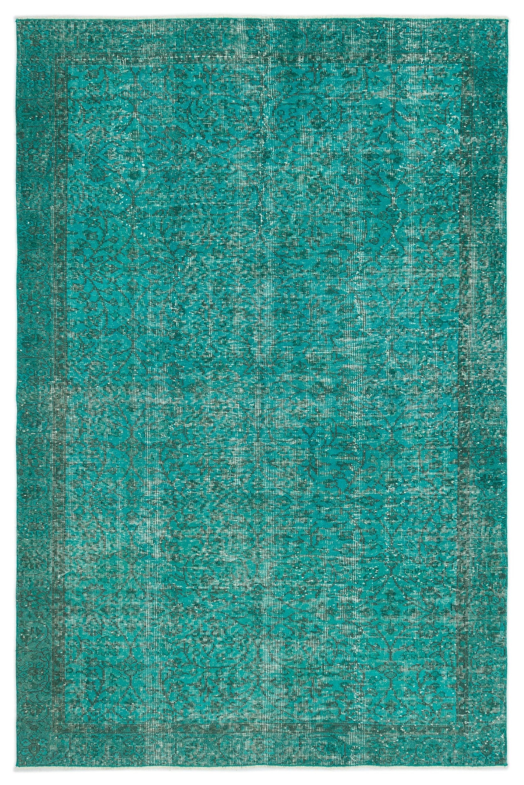Atina Turquoise Vintage Wool Handmade Area Rug 5'7" x 7'10"