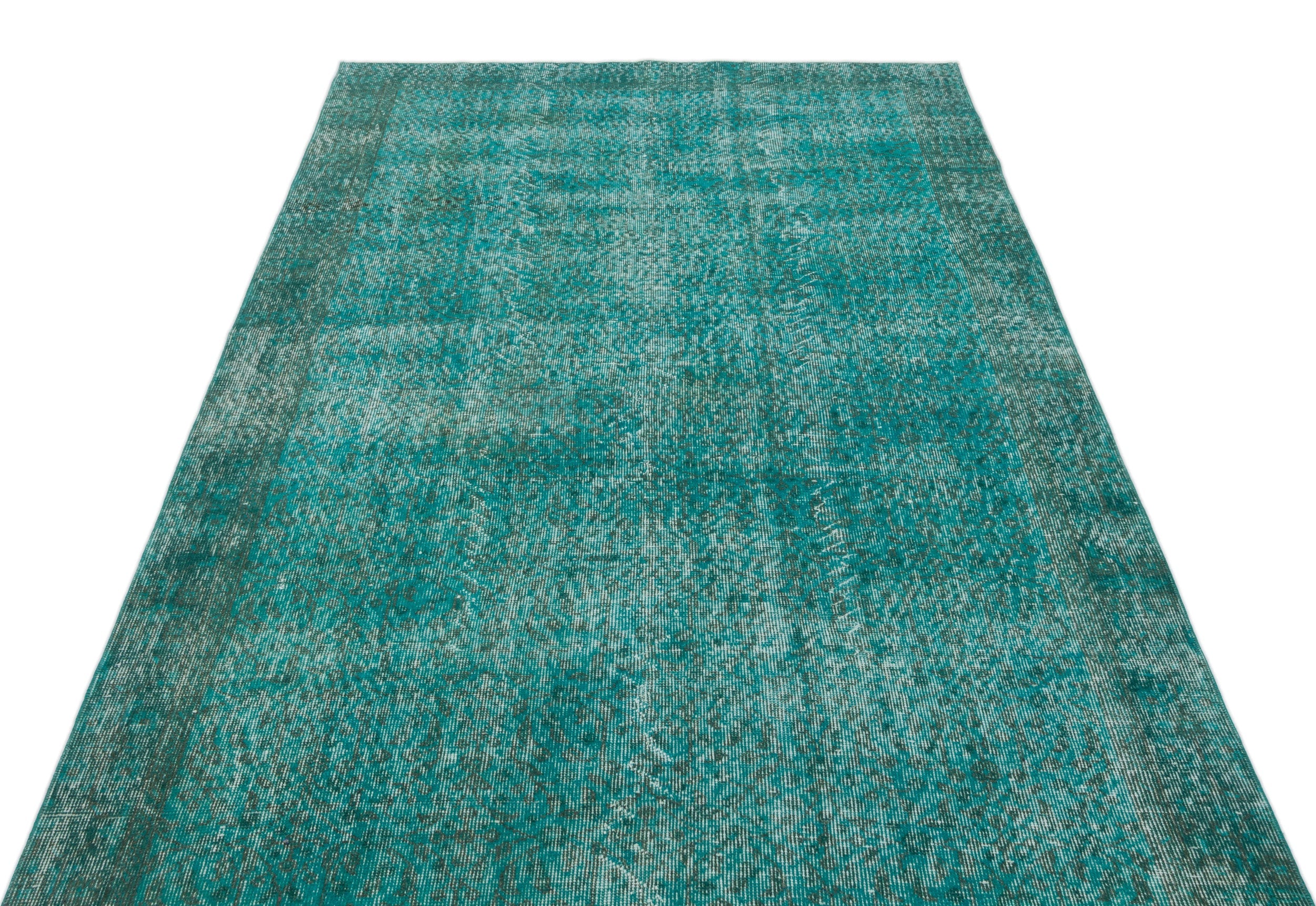 Atina Turquoise Vintage Wool Handmade Area Rug 5'1" x 8'9"
