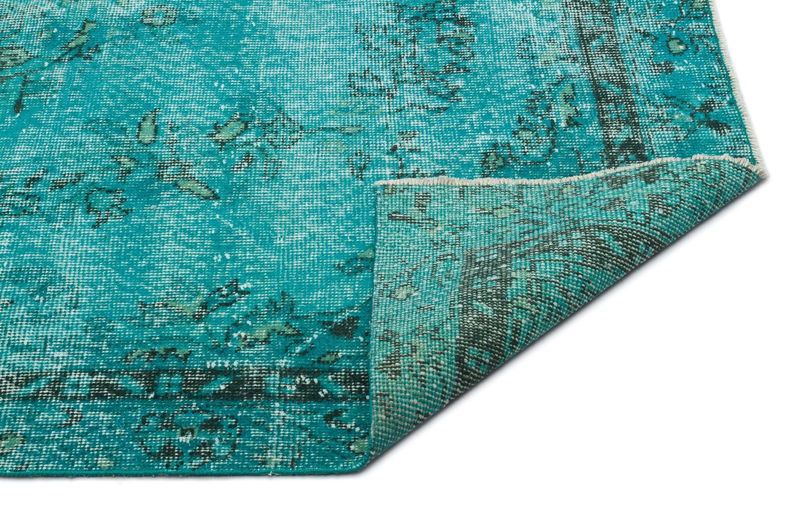 Atina Turquoise Vintage Wool Handmade Area Rug 5'7" x 9'8"