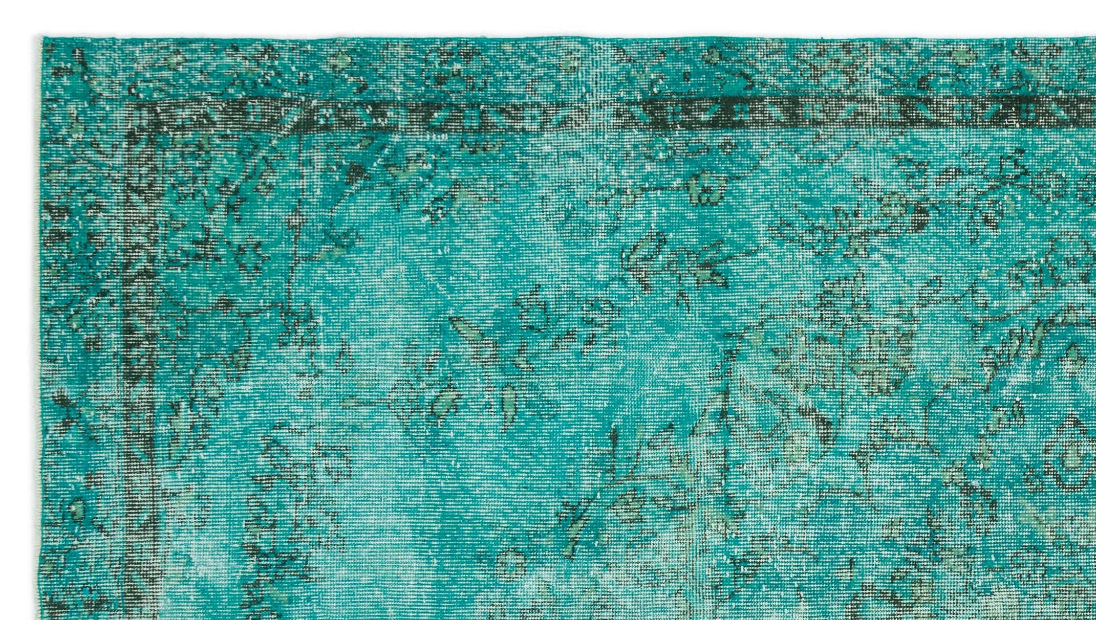 Atina Turquoise Vintage Wool Handmade Area Rug 5'7" x 9'8"