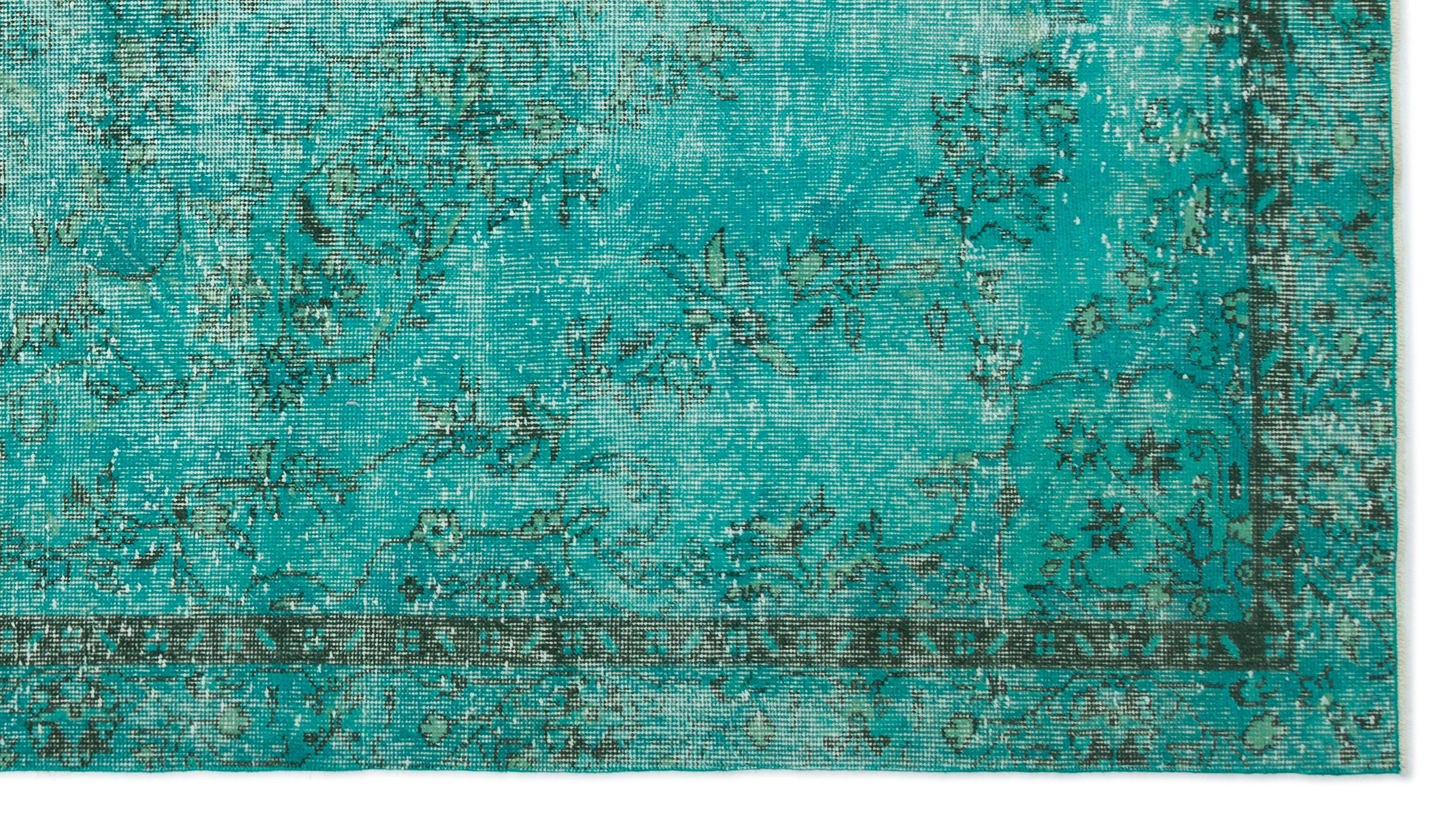 Atina Turquoise Vintage Wool Handmade Area Rug 5'7" x 9'8"