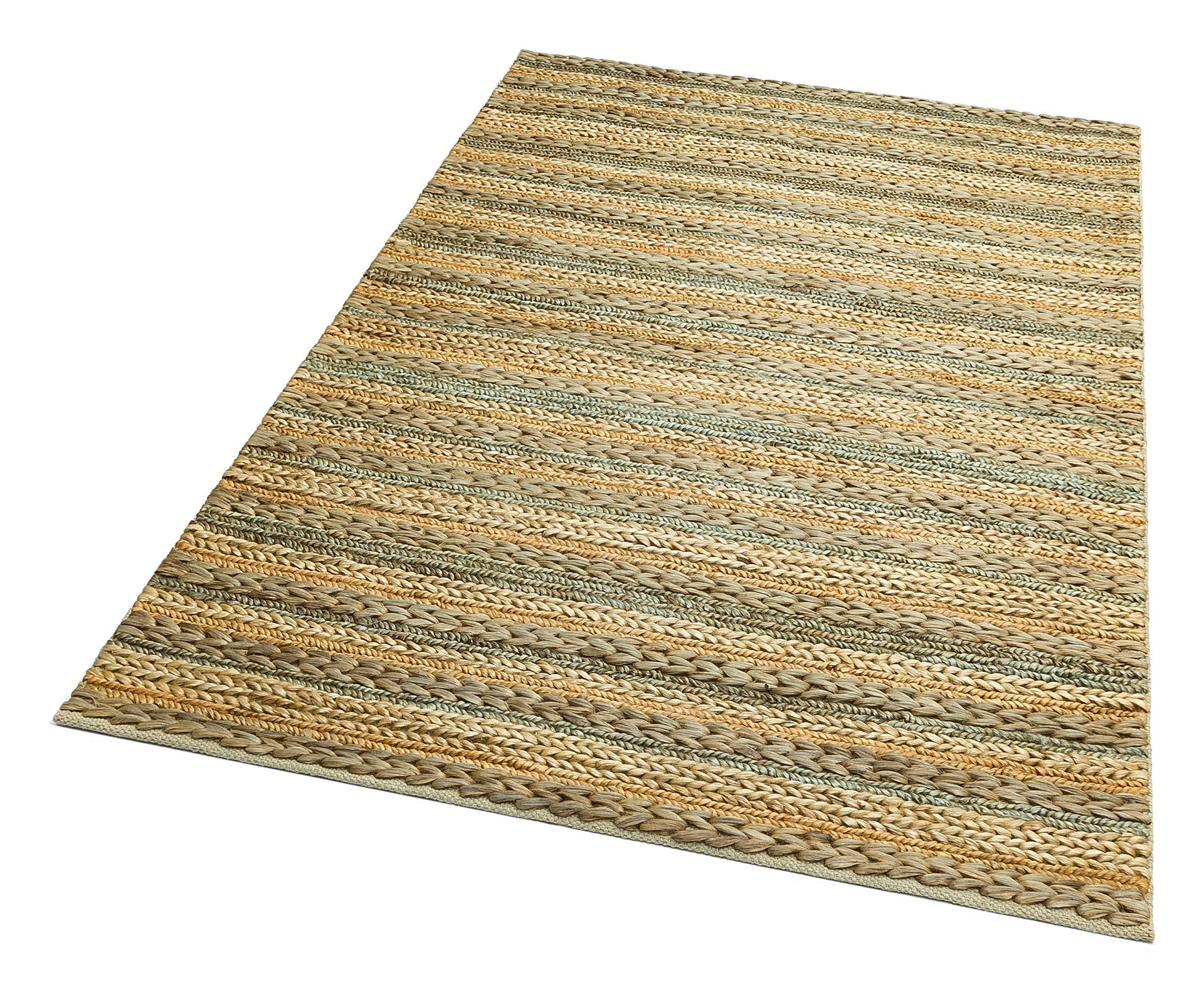 Handmade Jute Rug – Beige Striped Natural Jute Carpet with Soft Texture