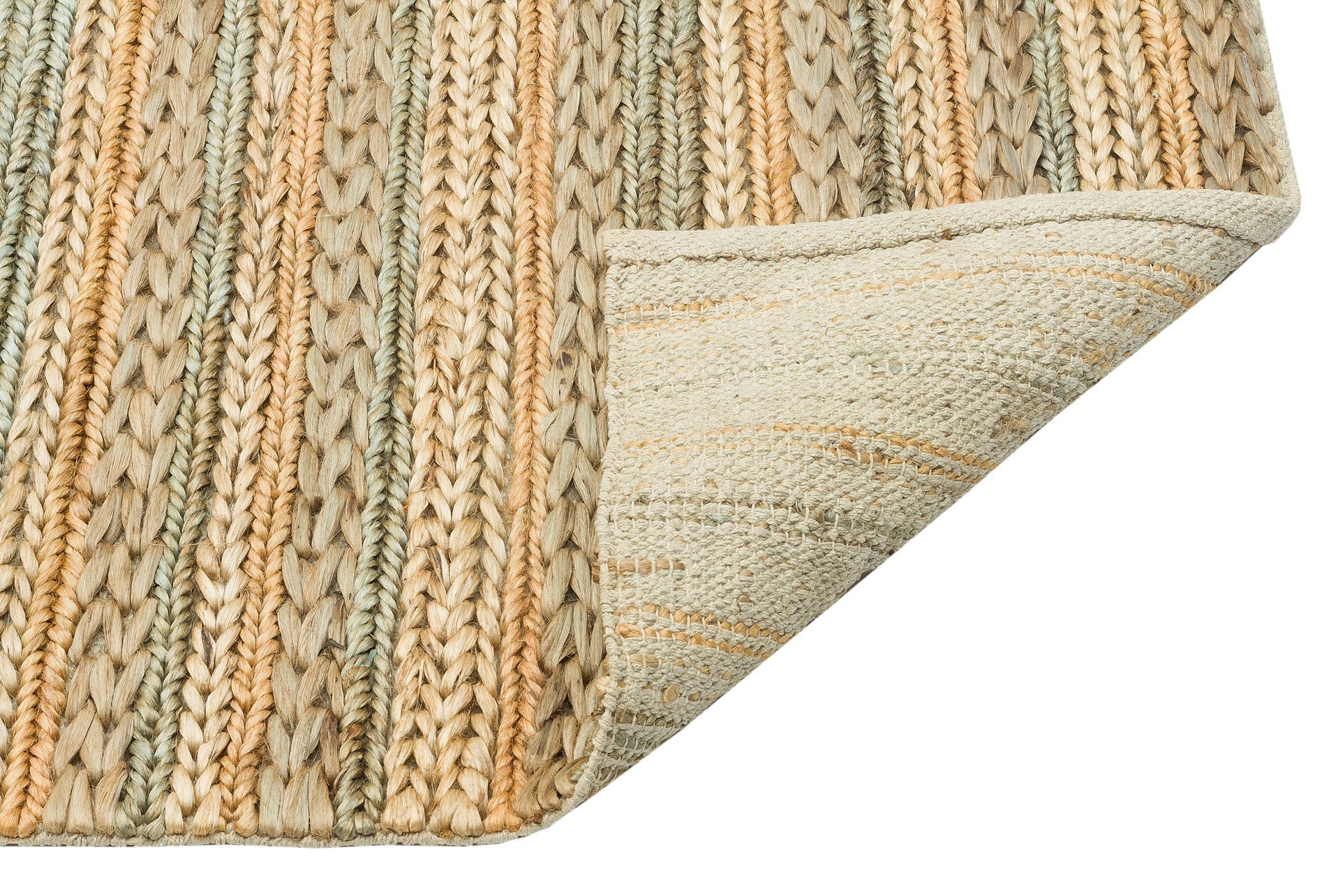 Handmade Jute Rug – Beige Striped Natural Jute Carpet with Soft Texture