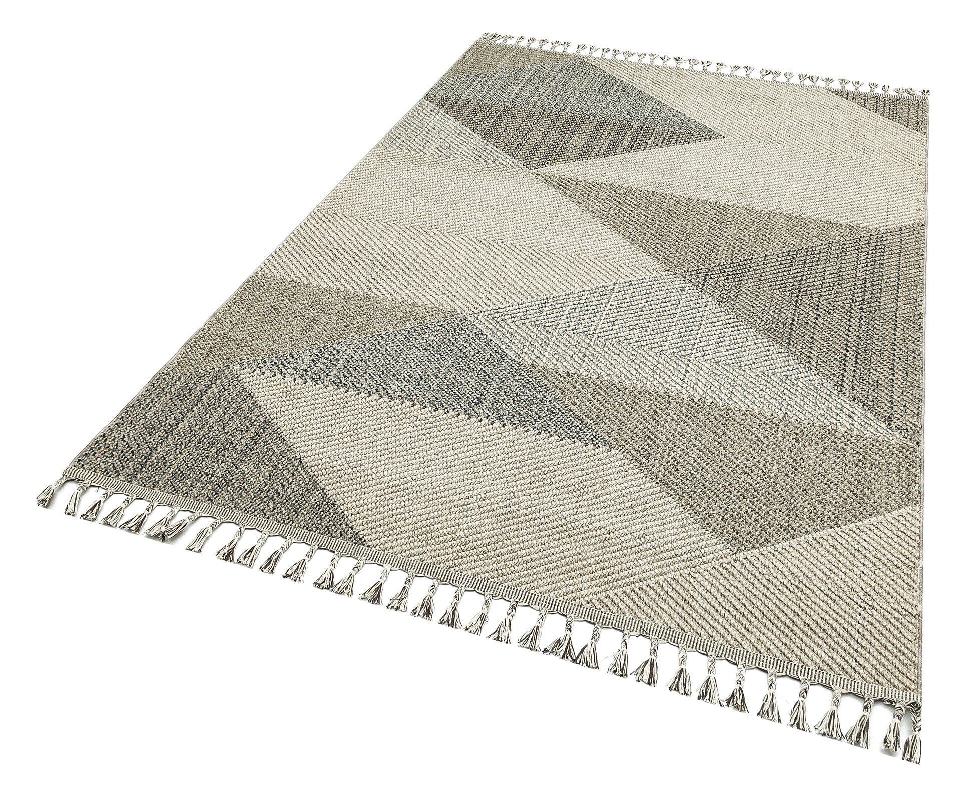 Grey Jute Area Rug – Machine Made Geometric Rug with Soft Texture Carpet