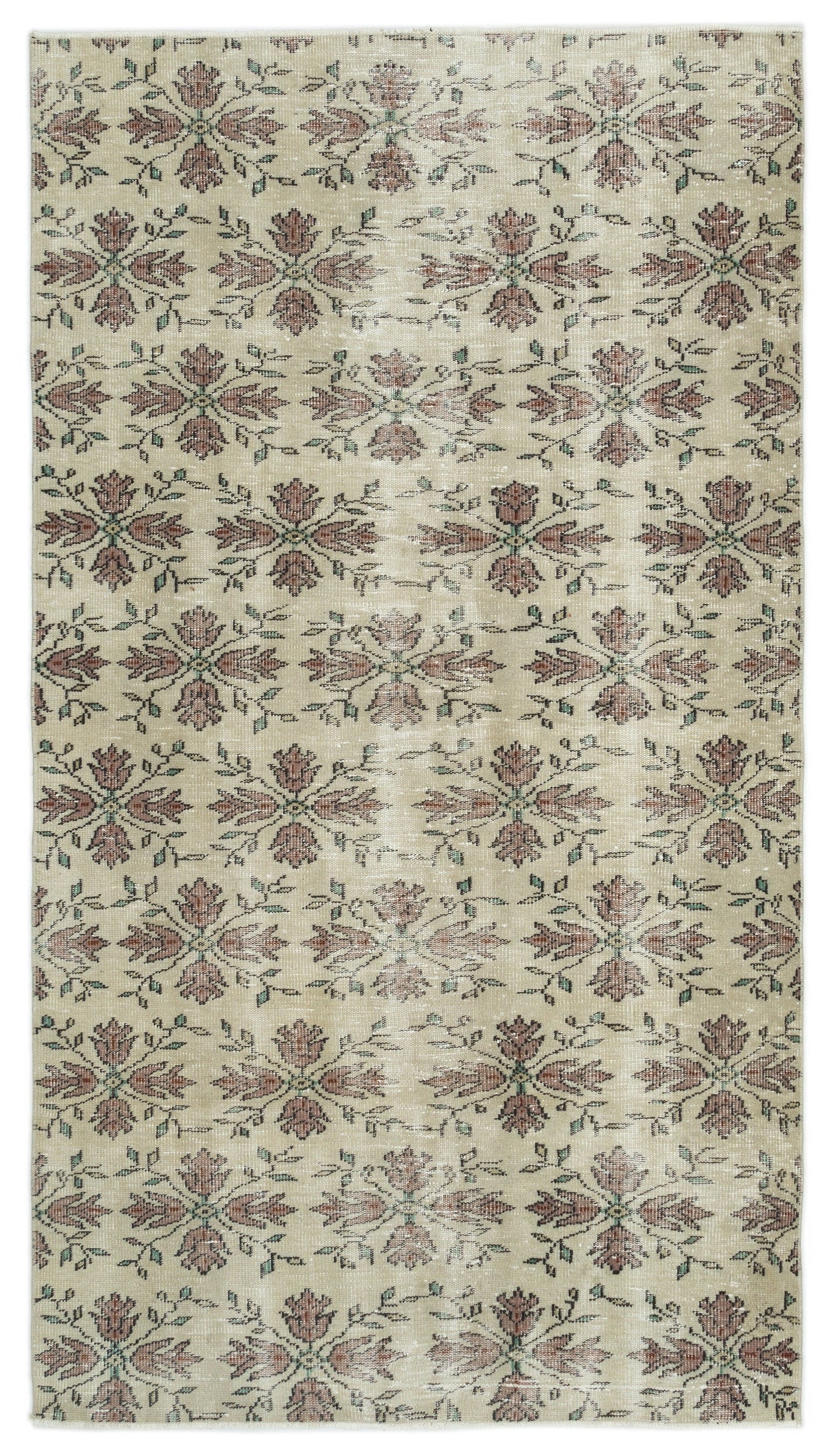 Atina Beige Vintage Wool Handmade Area Rug 4'10" x 8'8"
