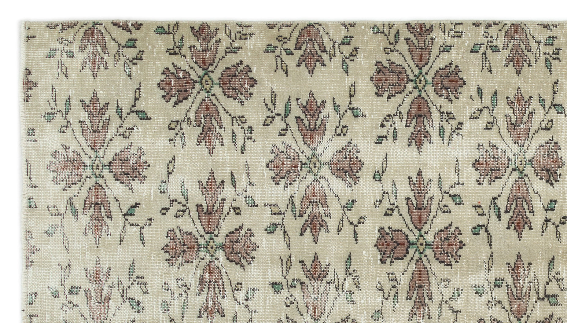 Atina Beige Vintage Wool Handmade Area Rug 4'10" x 8'8"