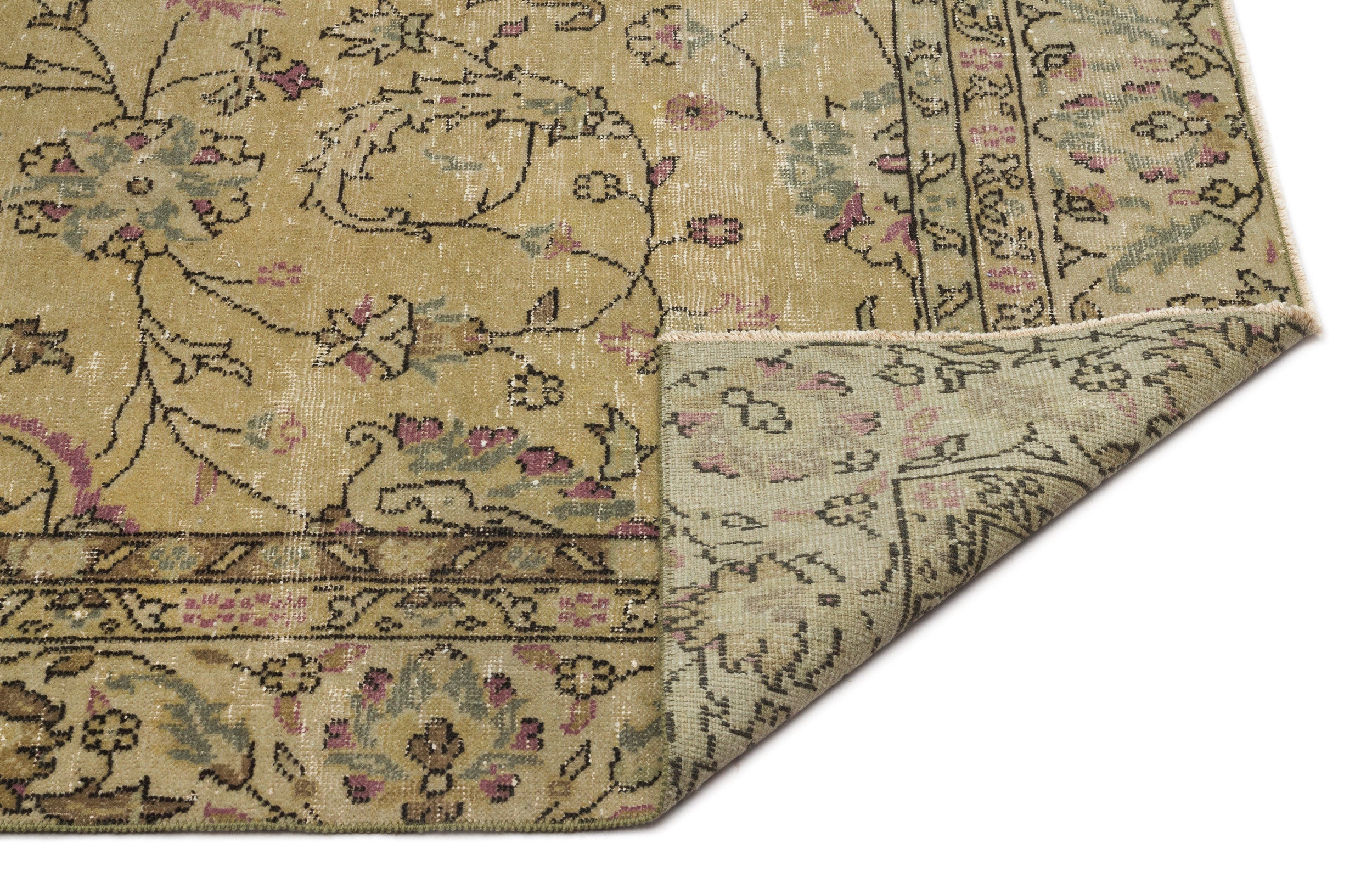 Atina Beige Vintage Wool Handmade Area Rug 5'7" x 9'9"