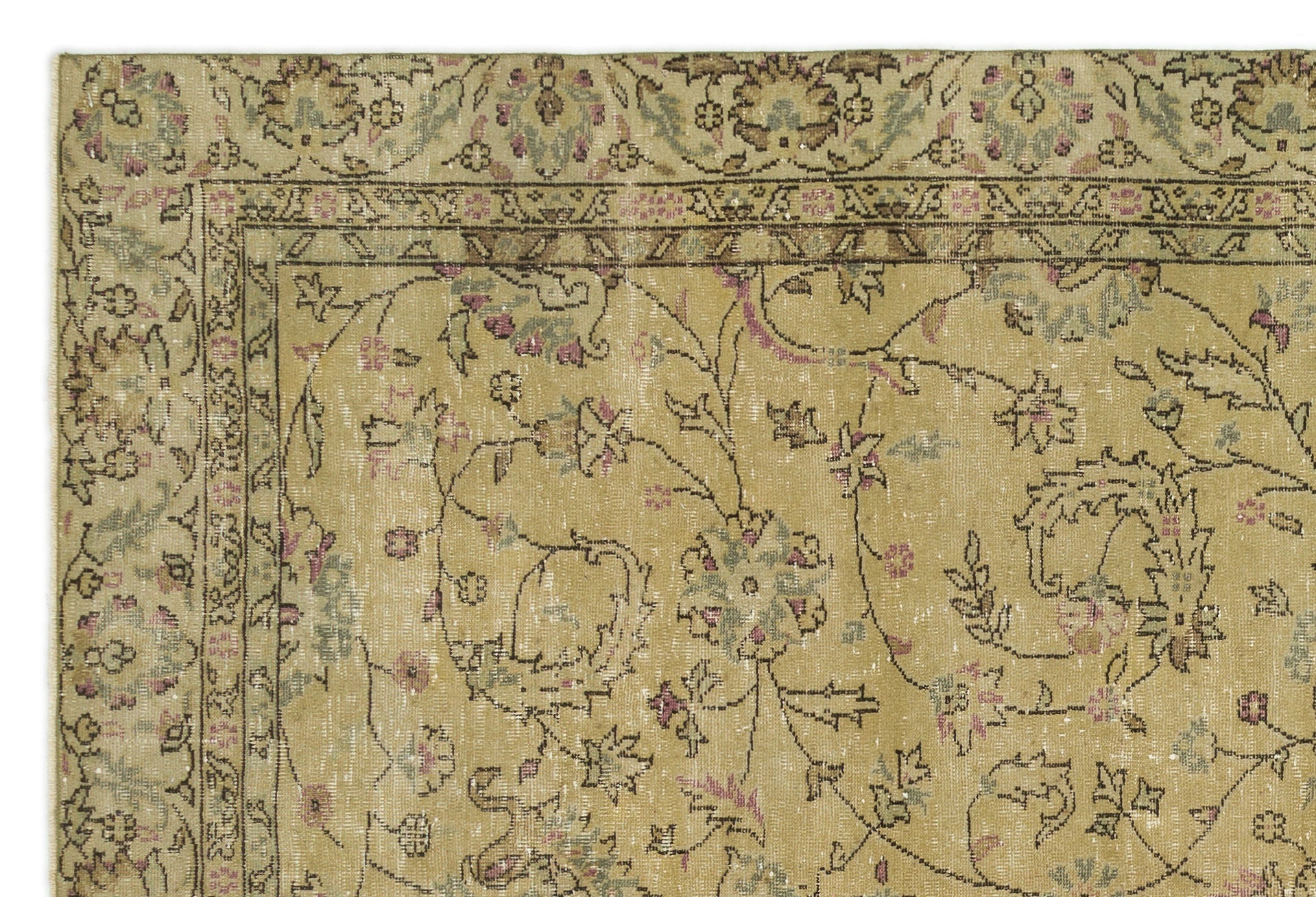 Atina Beige Vintage Wool Handmade Area Rug 5'7" x 9'9"