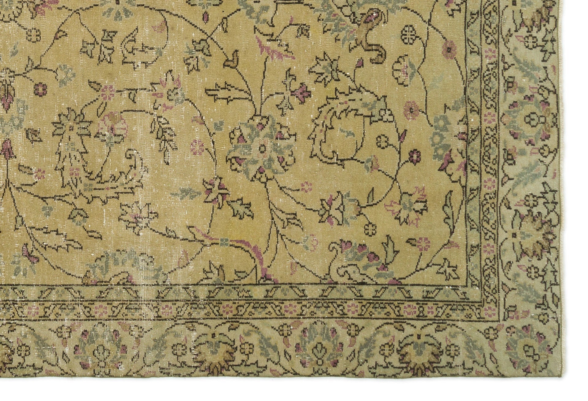 Atina Beige Vintage Wool Handmade Area Rug 5'7" x 9'9"