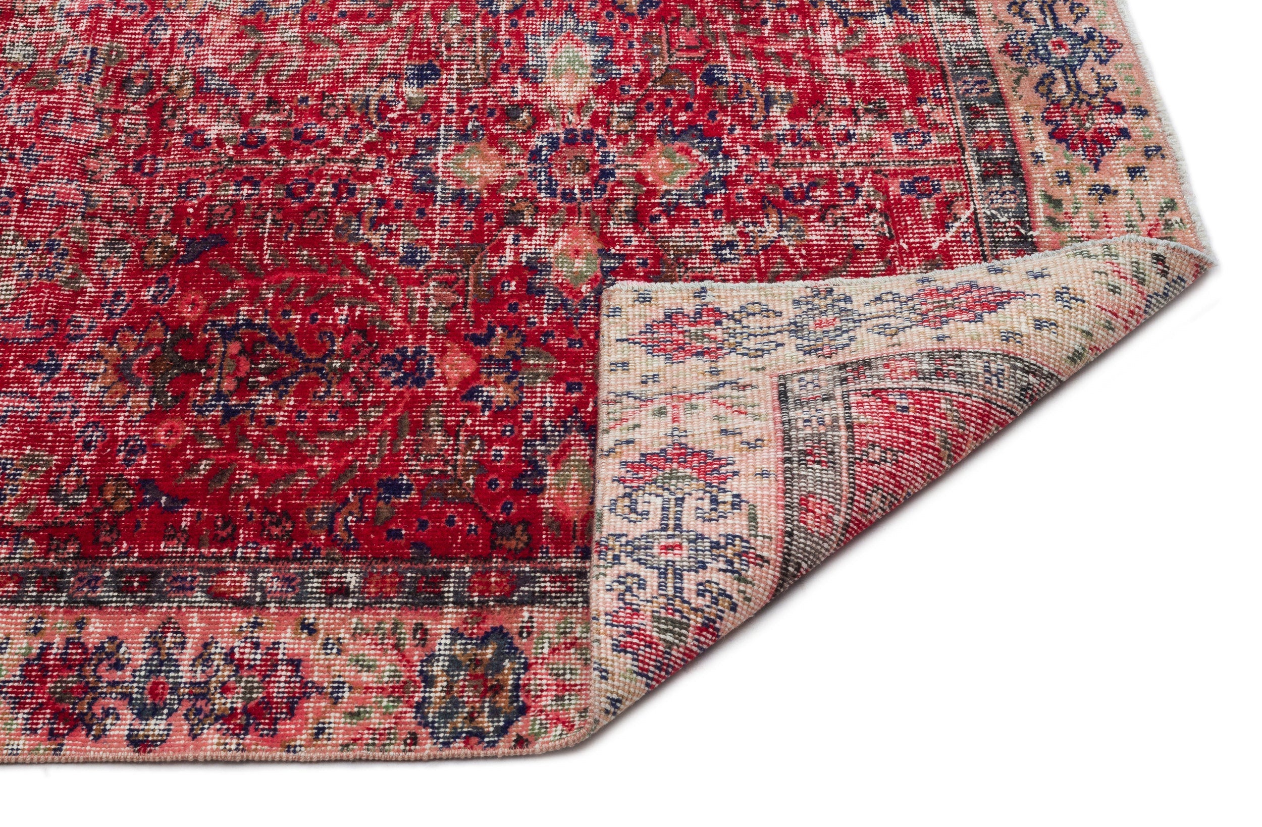 Atina Red Vintage Wool Handmade Area Rug 5'4" x 9'4"