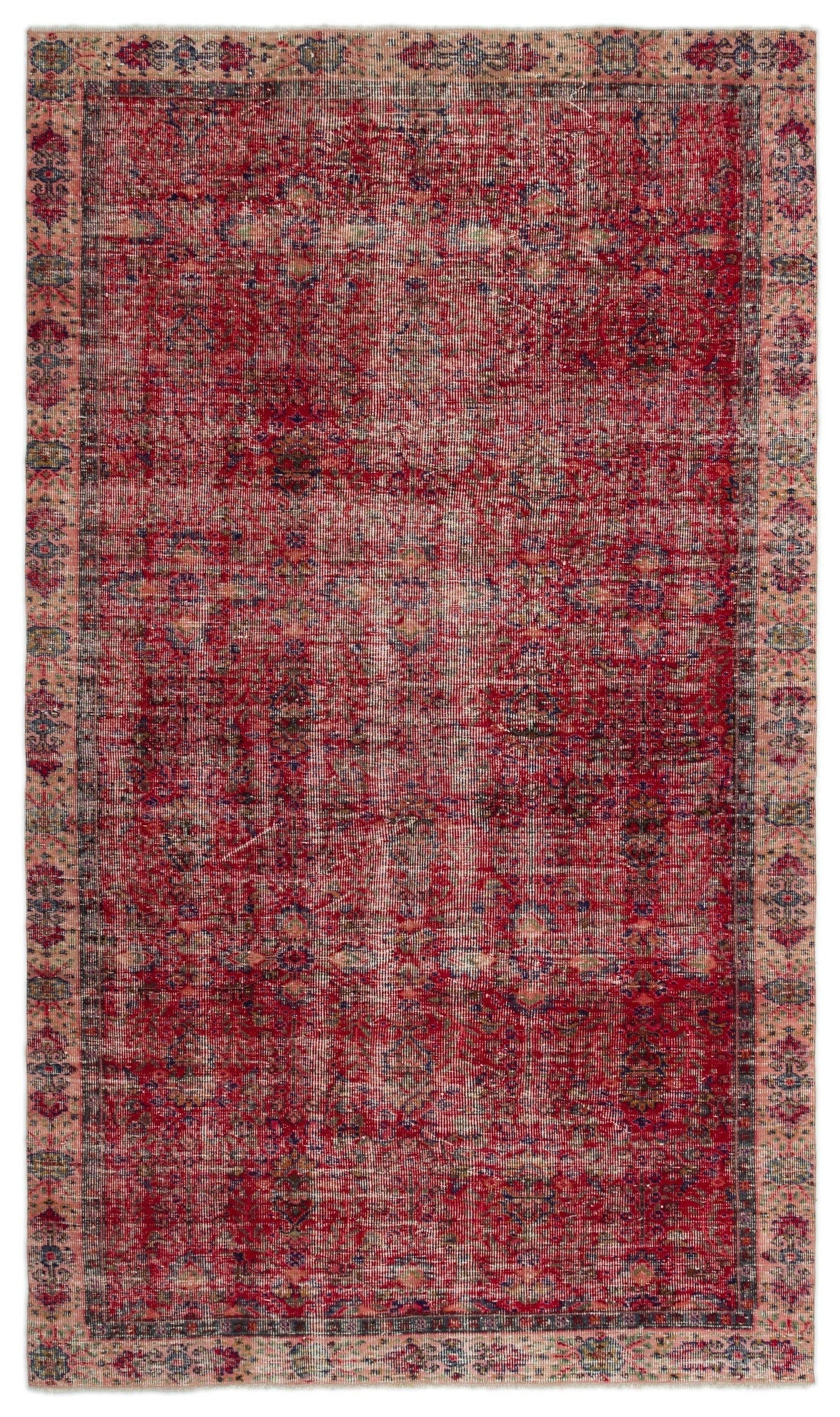 Atina Red Vintage Wool Handmade Area Rug 5'4" x 9'4"