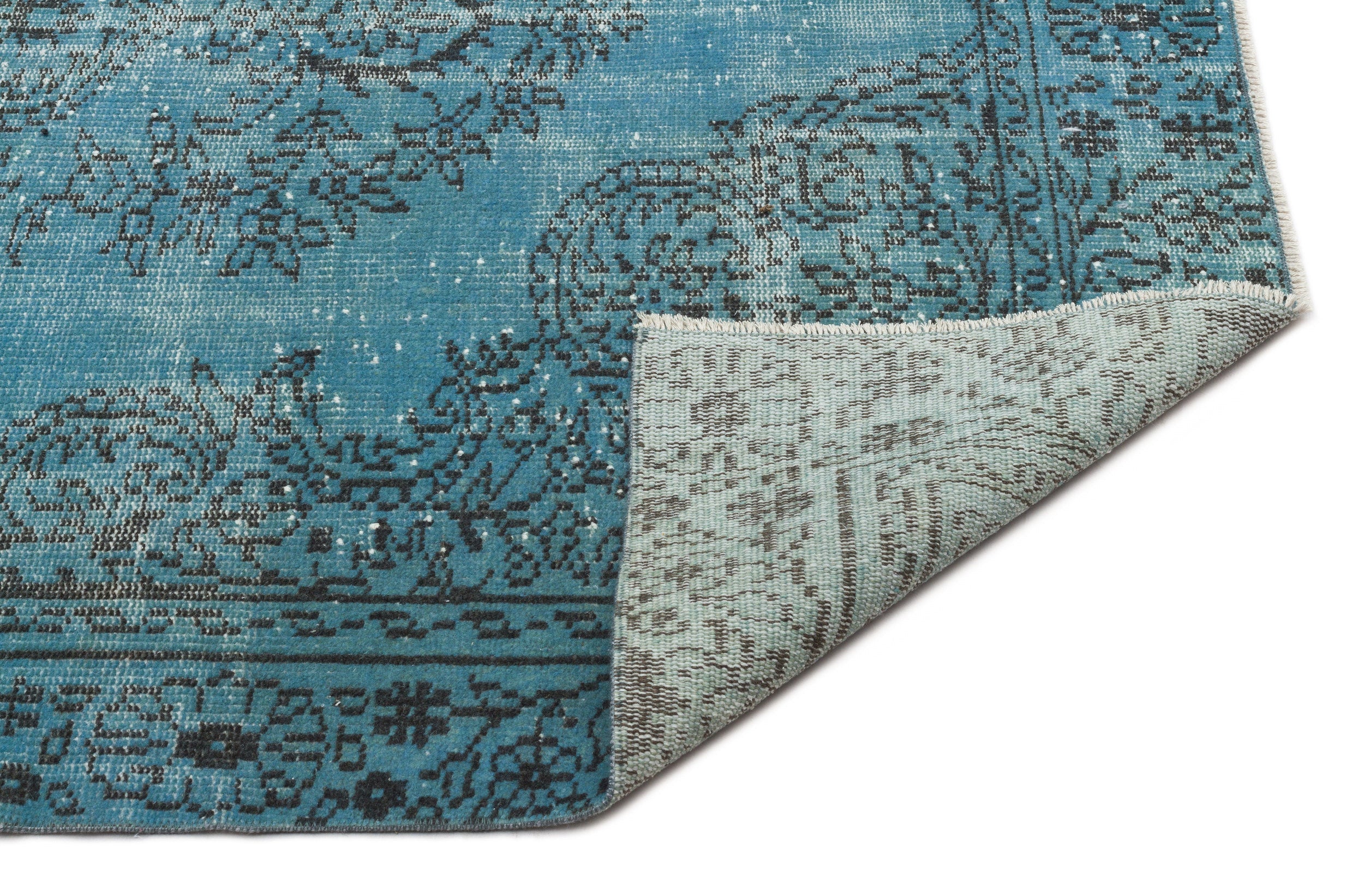 Atina Turquoise Vintage Wool Handmade Area Rug 5'3" x 9'4"