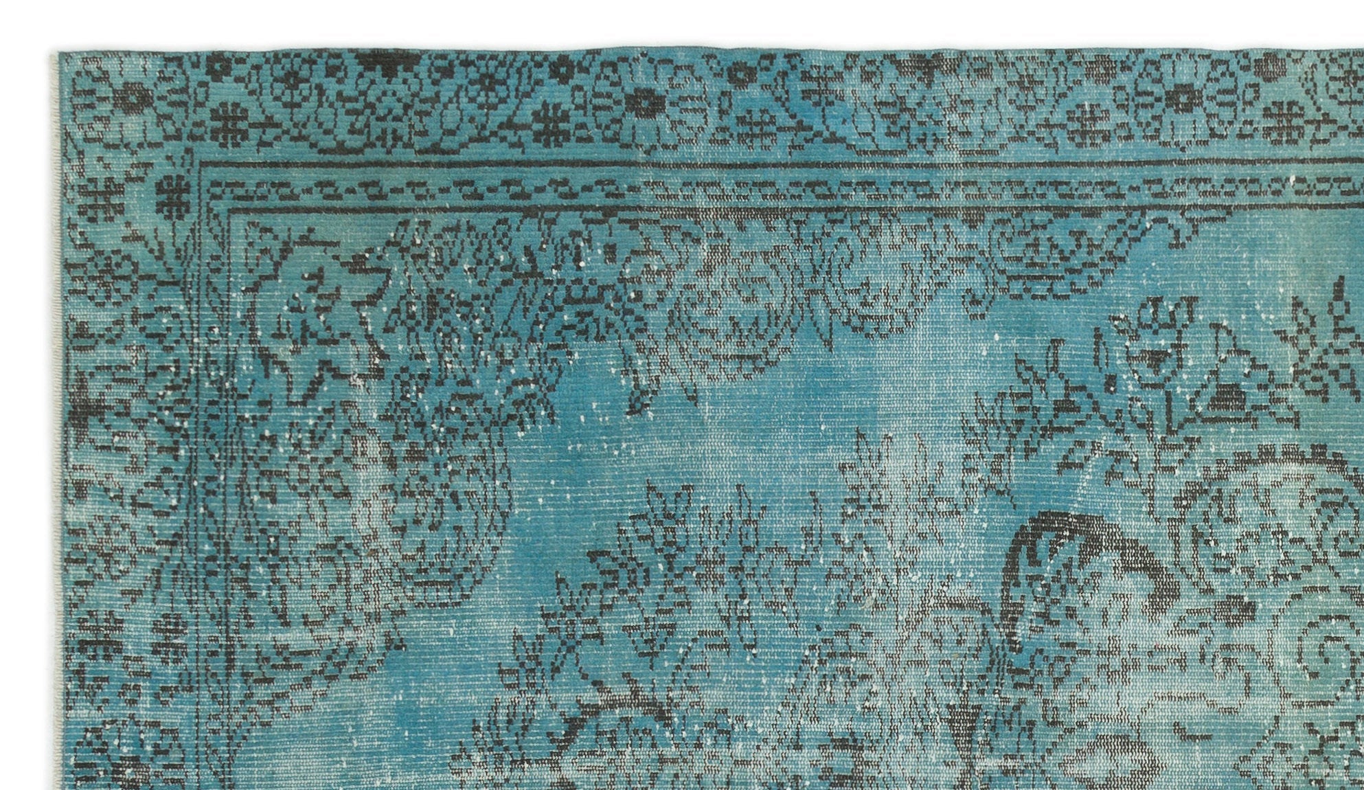 Atina Turquoise Vintage Wool Handmade Area Rug 5'3" x 9'4"