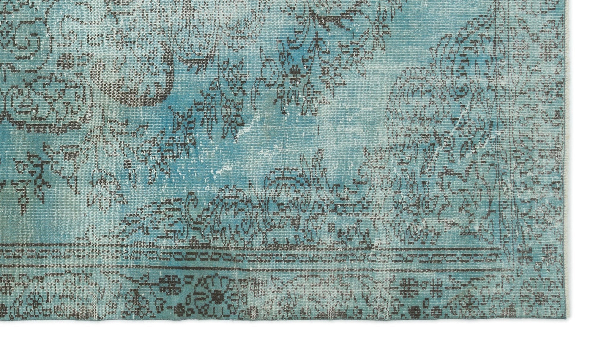 Atina Turquoise Vintage Wool Handmade Area Rug 5'3" x 9'4"