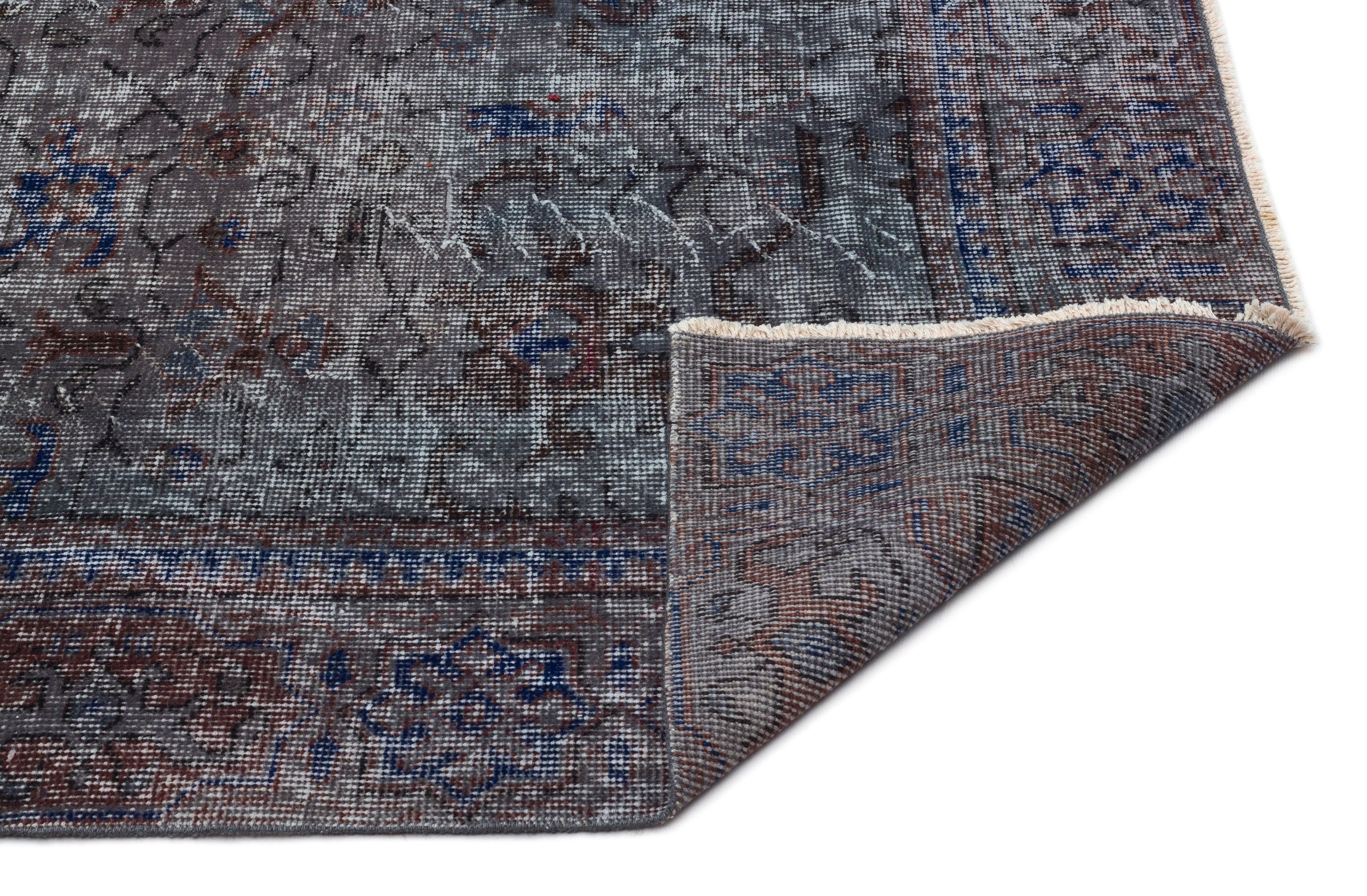 Atina Grey Vintage Wool Handmade Area Rug 5'3" x 9'5"