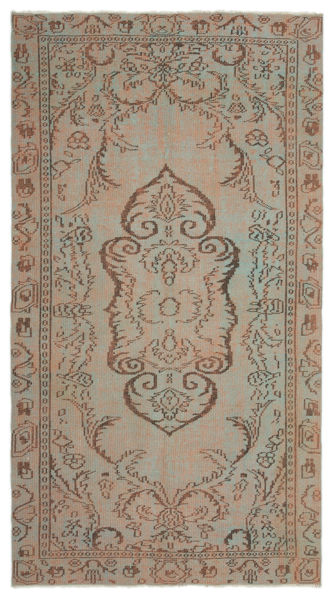 Atina Beige Vintage Wool Handmade Area Rug 5'4" x 8'7"