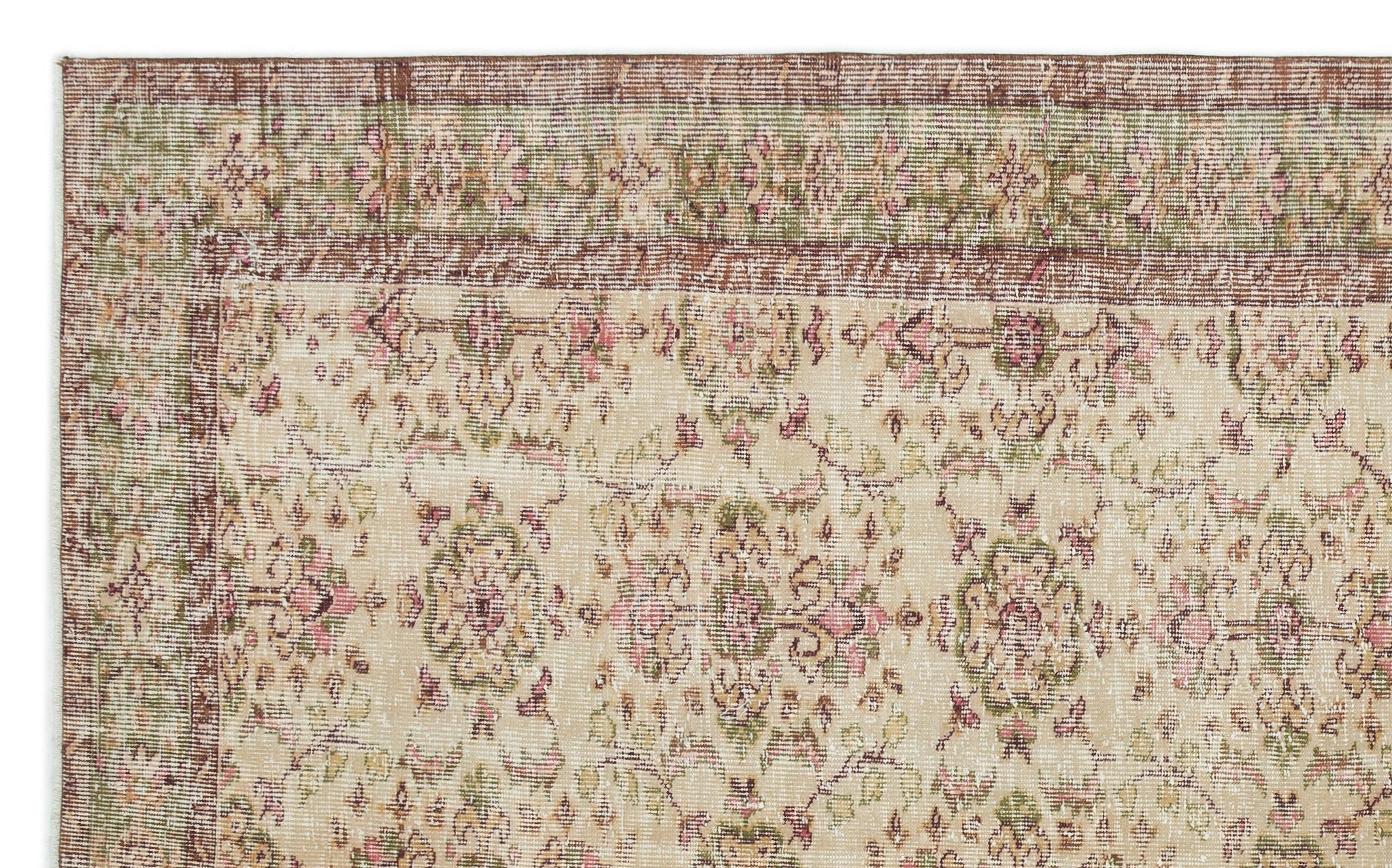 Atina Beige Vintage Wool Handmade Area Rug 5'9" x 9'7"