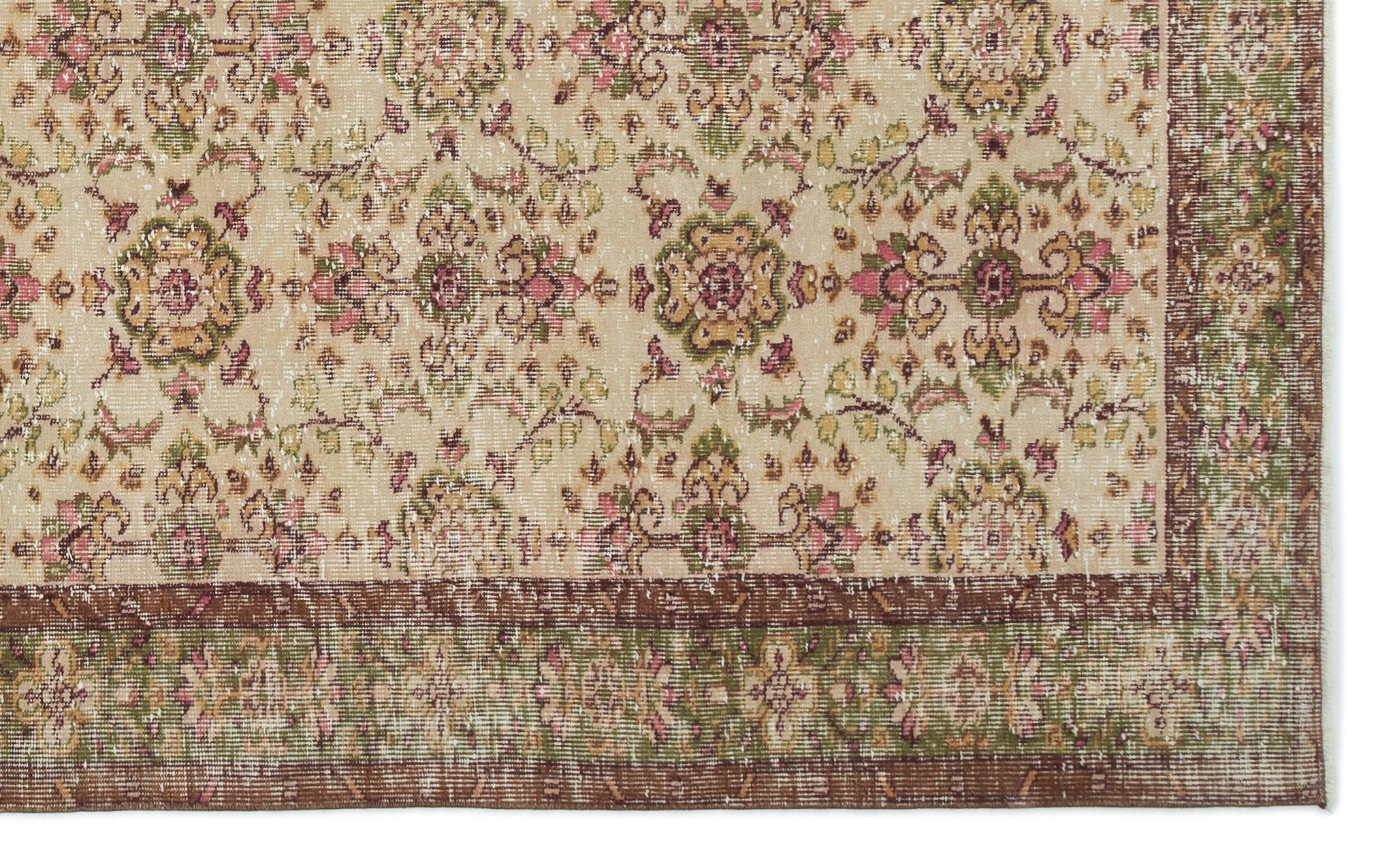 Atina Beige Vintage Wool Handmade Area Rug 5'9" x 9'7"