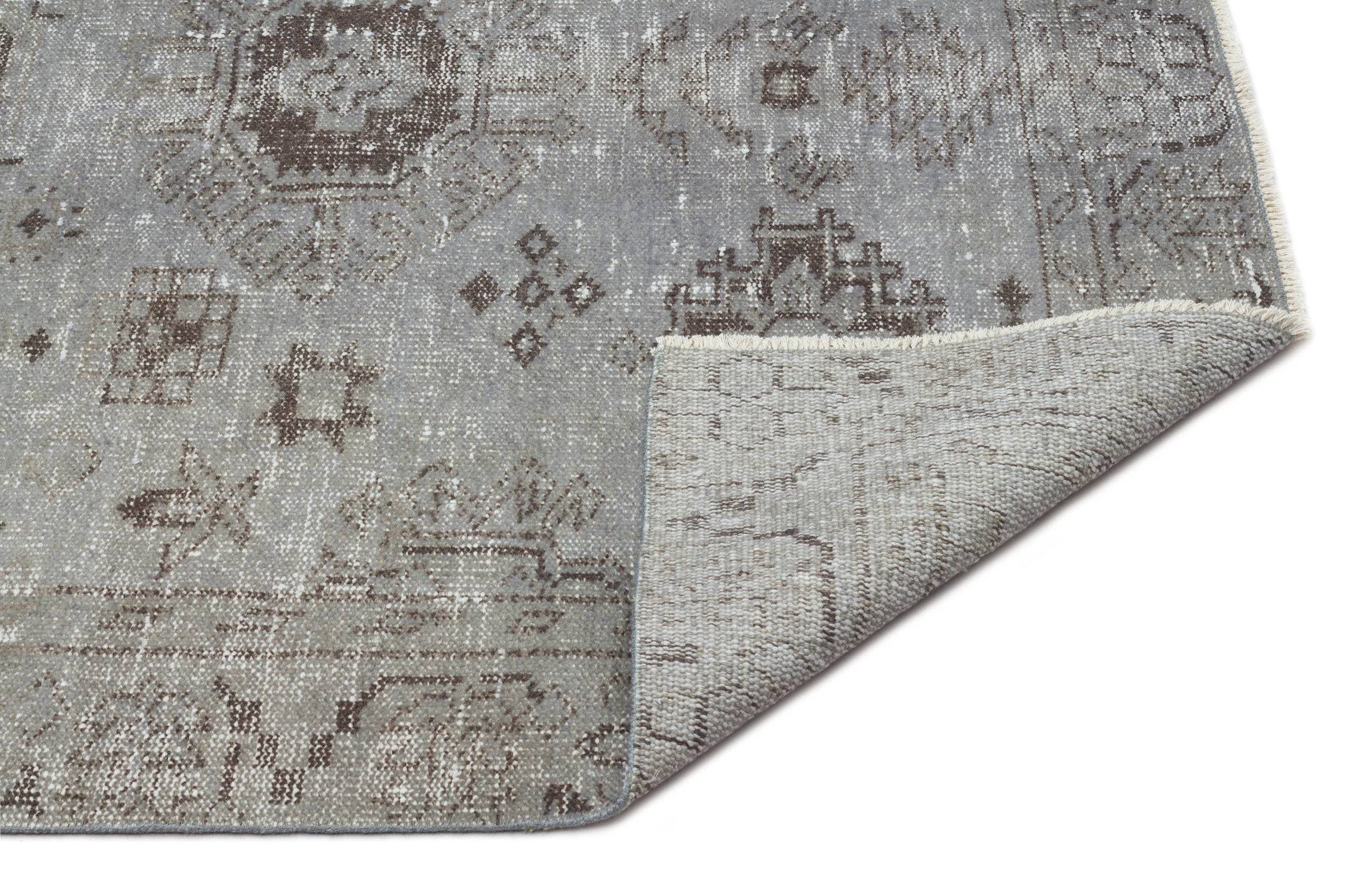 Atina Blue Vintage Wool Handmade Area Rug 4'7" x 8'9"