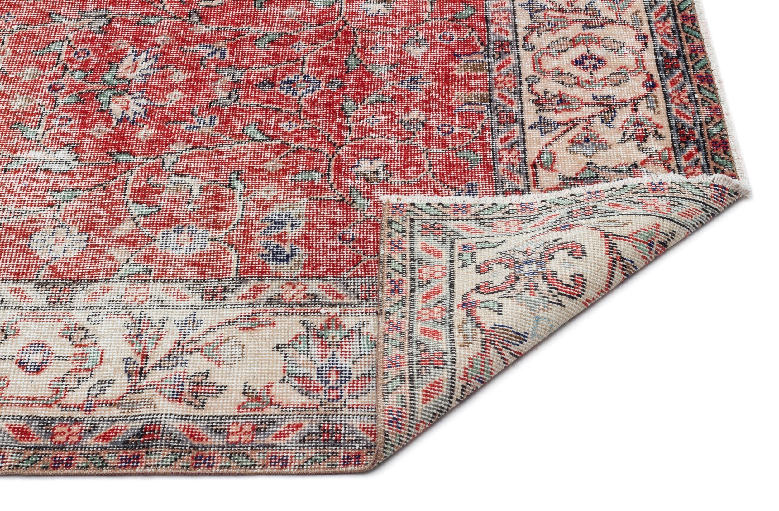 Atina Beige Vintage Wool Handmade Area Rug 6'0" x 8'6"