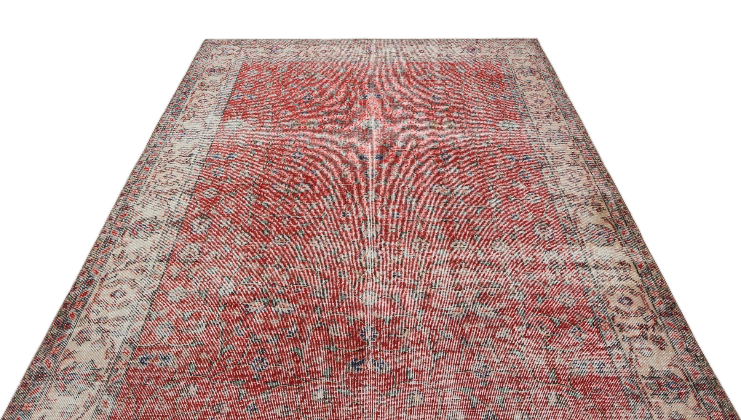 Atina Beige Vintage Wool Handmade Area Rug 6'0" x 8'6"