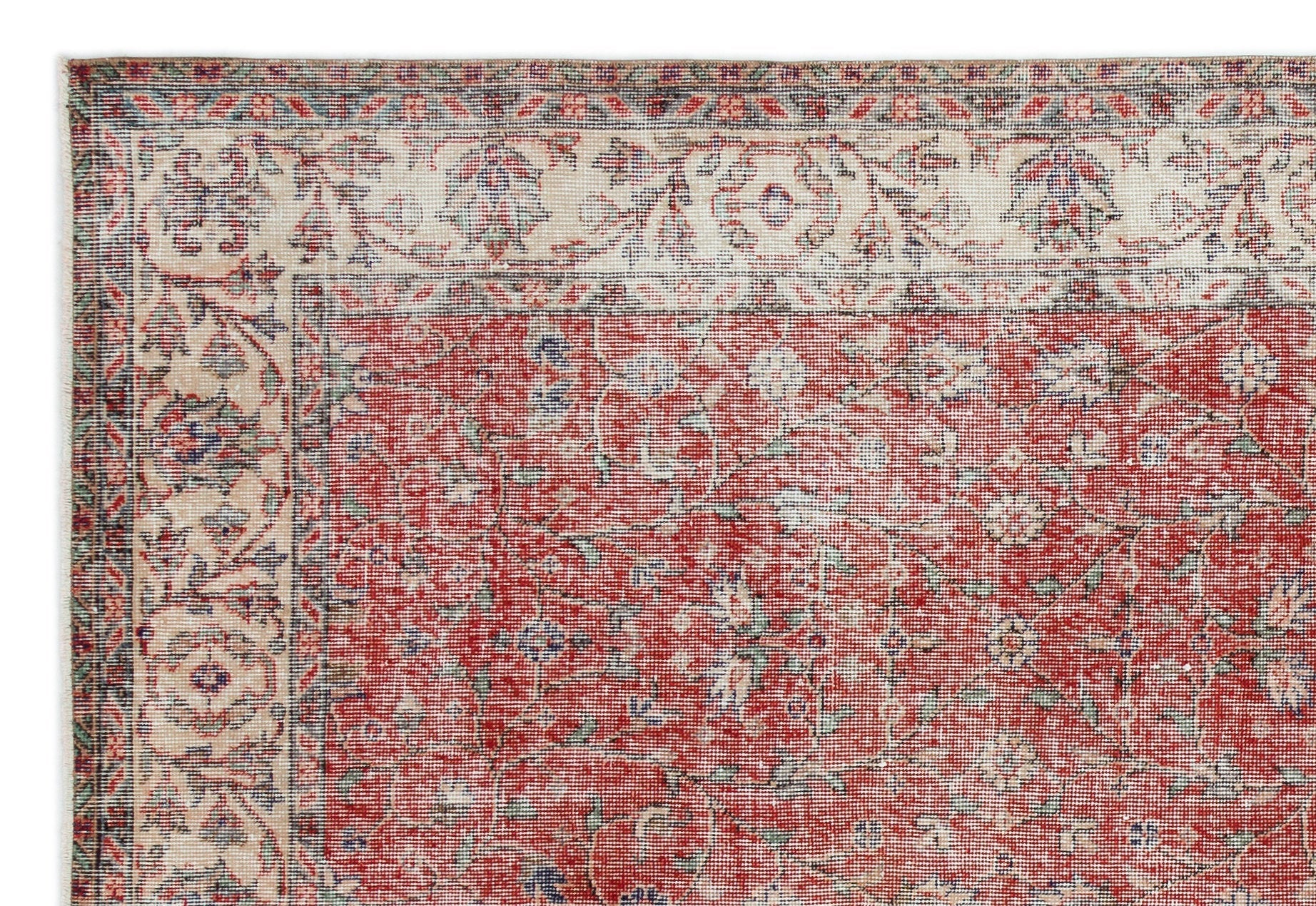 Atina Beige Vintage Wool Handmade Area Rug 6'0" x 8'6"