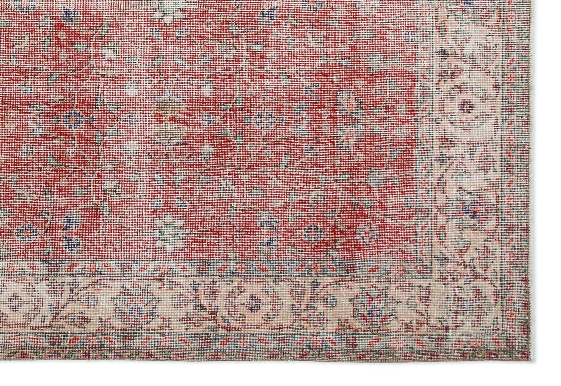 Atina Beige Vintage Wool Handmade Area Rug 6'0" x 8'6"
