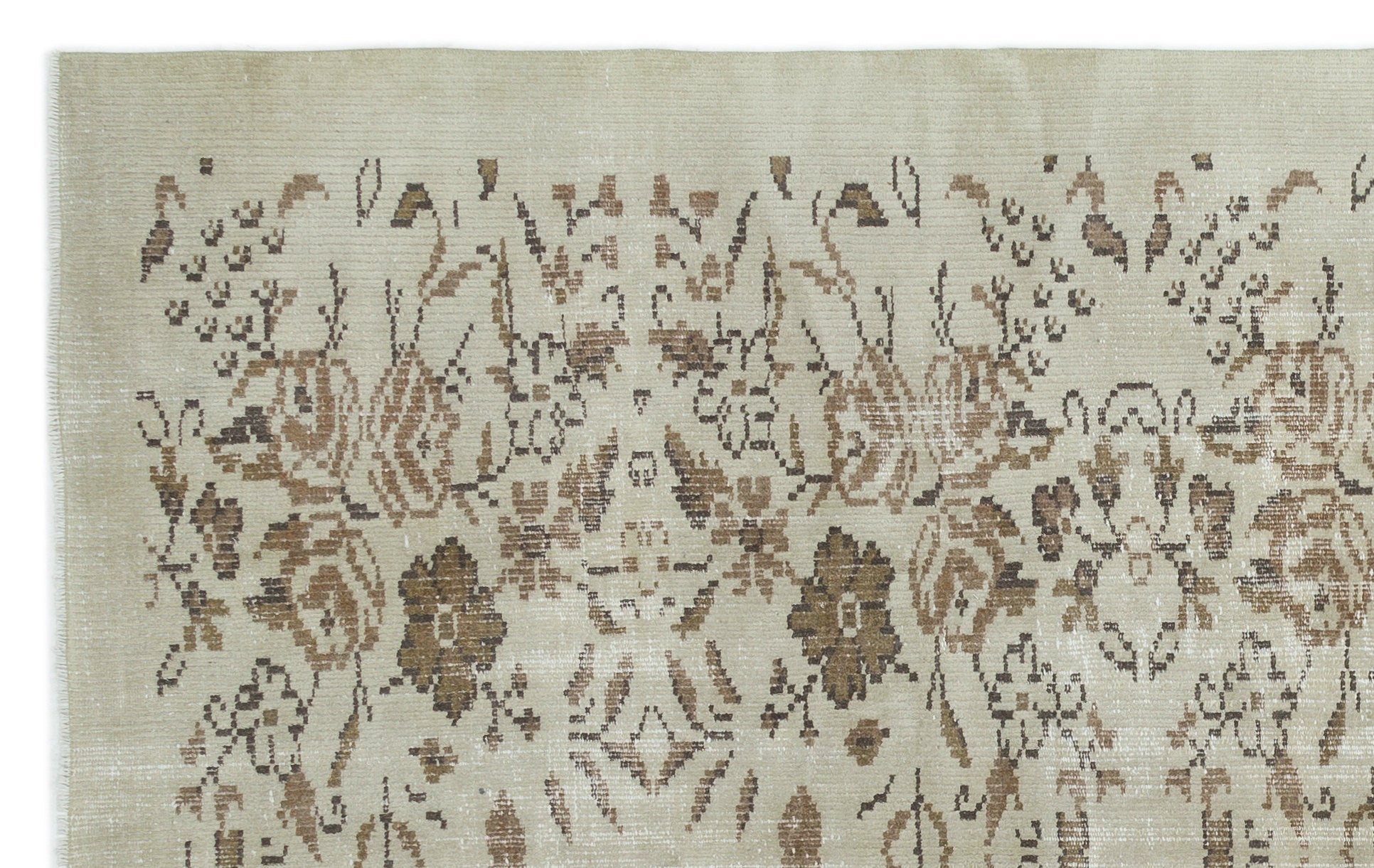 Atina Beige Vintage Wool Handmade Area Rug 5'10" x 8'11"