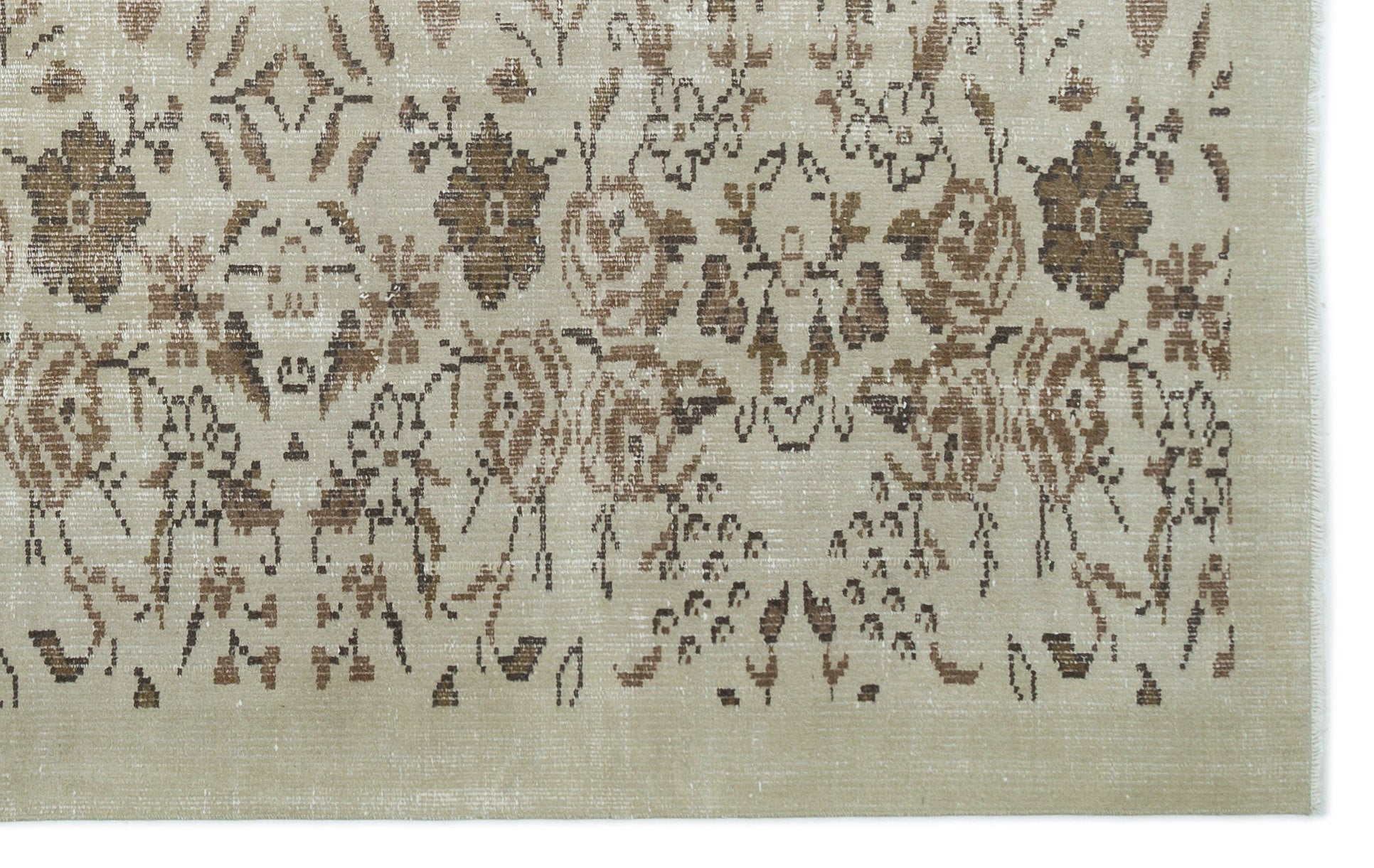 Atina Beige Vintage Wool Handmade Area Rug 5'10" x 8'11"