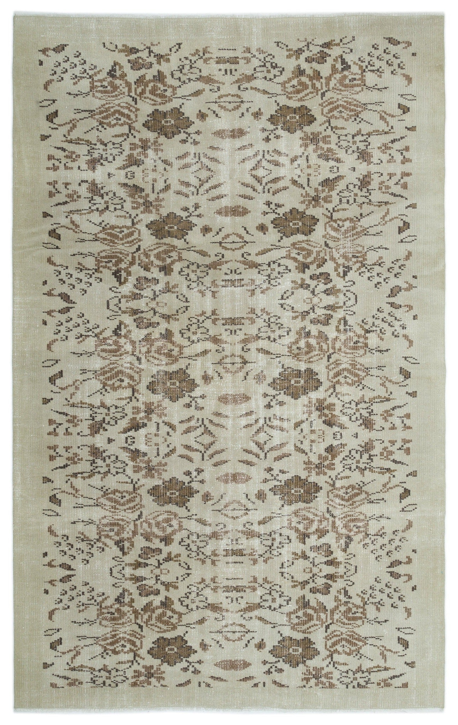 Atina Beige Vintage Wool Handmade Area Rug 5'10" x 8'11"